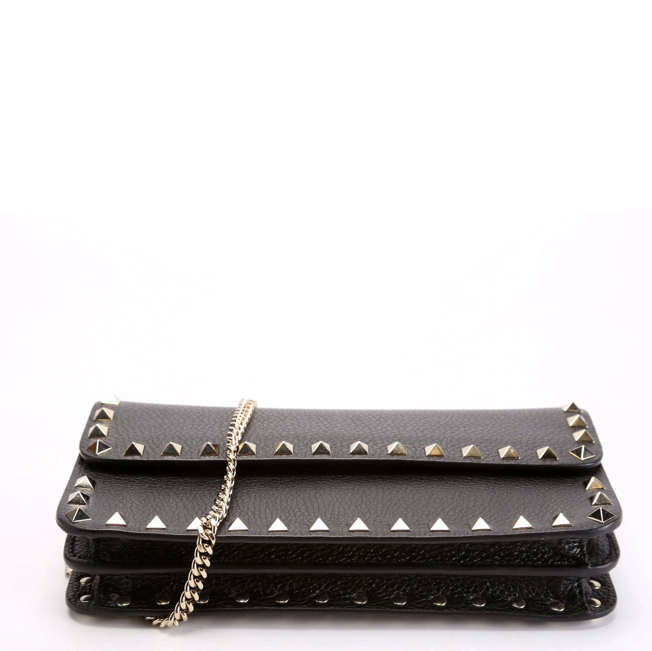 Rockstud Flap Wallet On Chain Black - Image 4