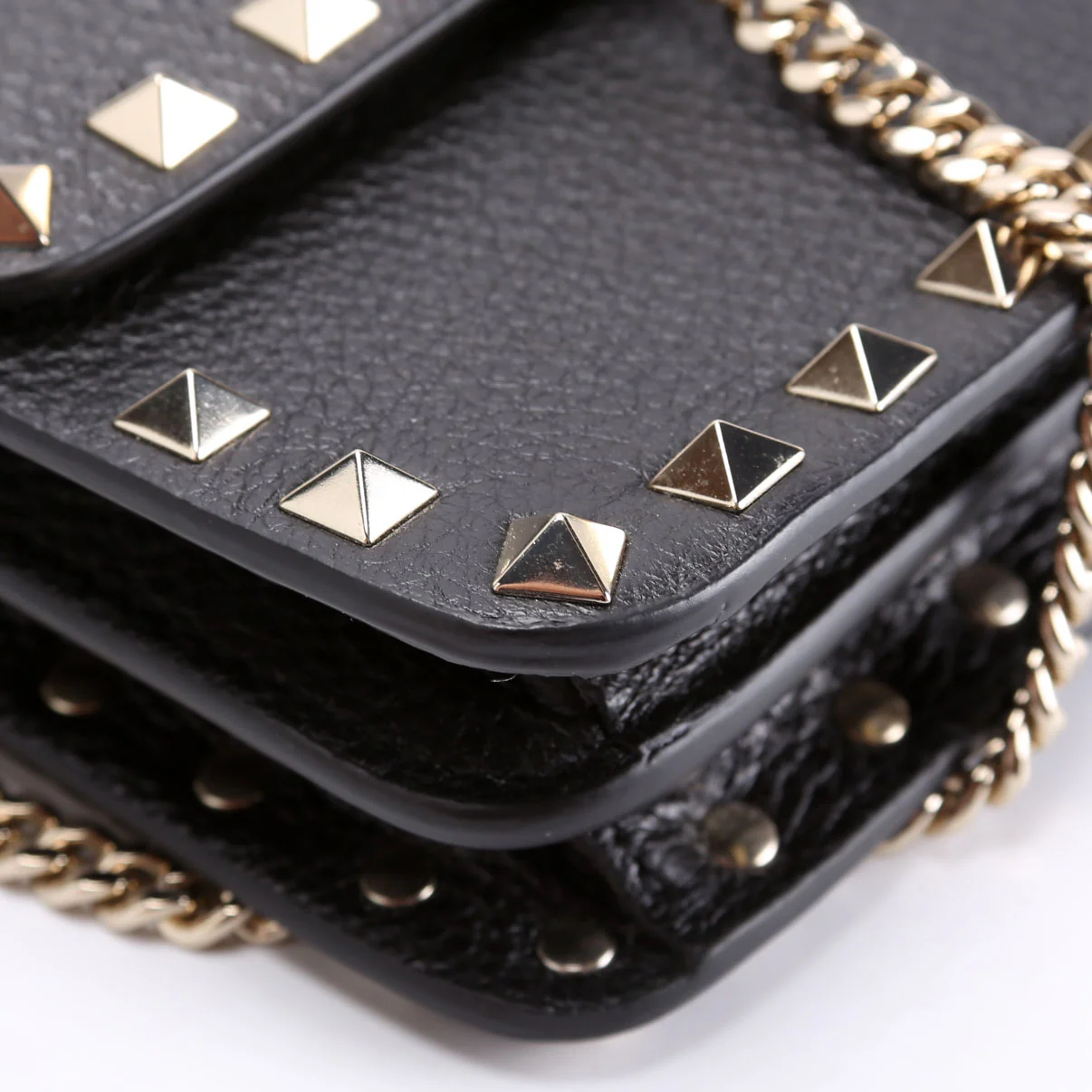 Rockstud Flap Wallet On Chain Black - Image 5