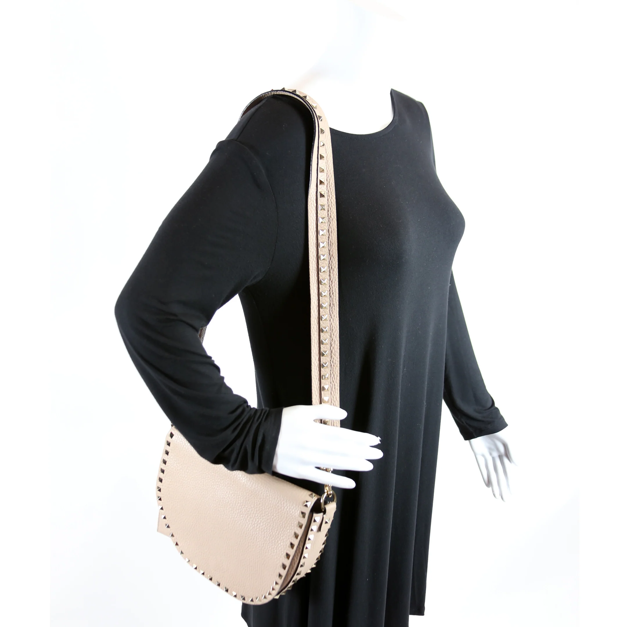 Rockstud Halfmoon Saddle Bag Taupe - Image 12