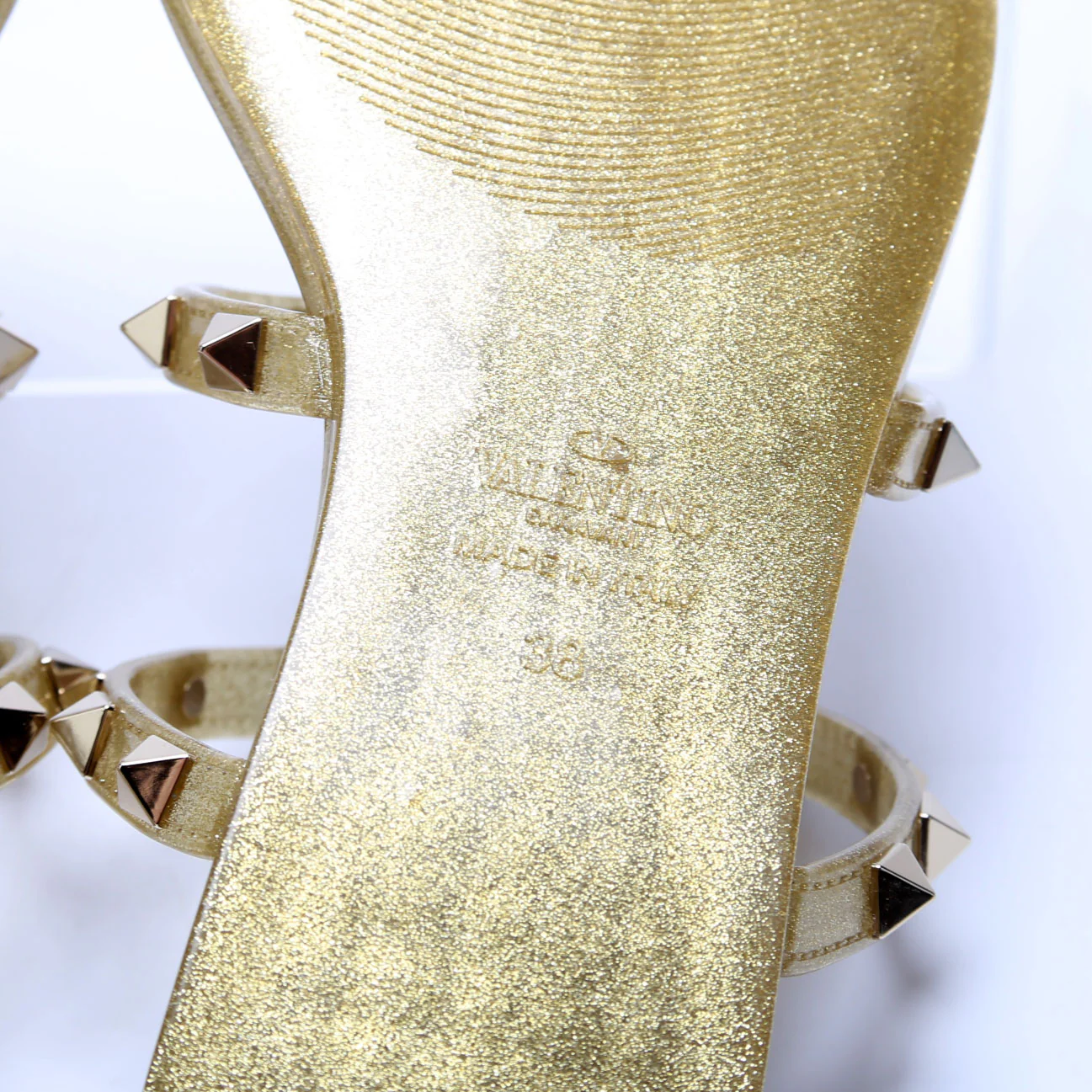 Rockstud Jelly Caged Sandals Size 38 Gold - Image 7