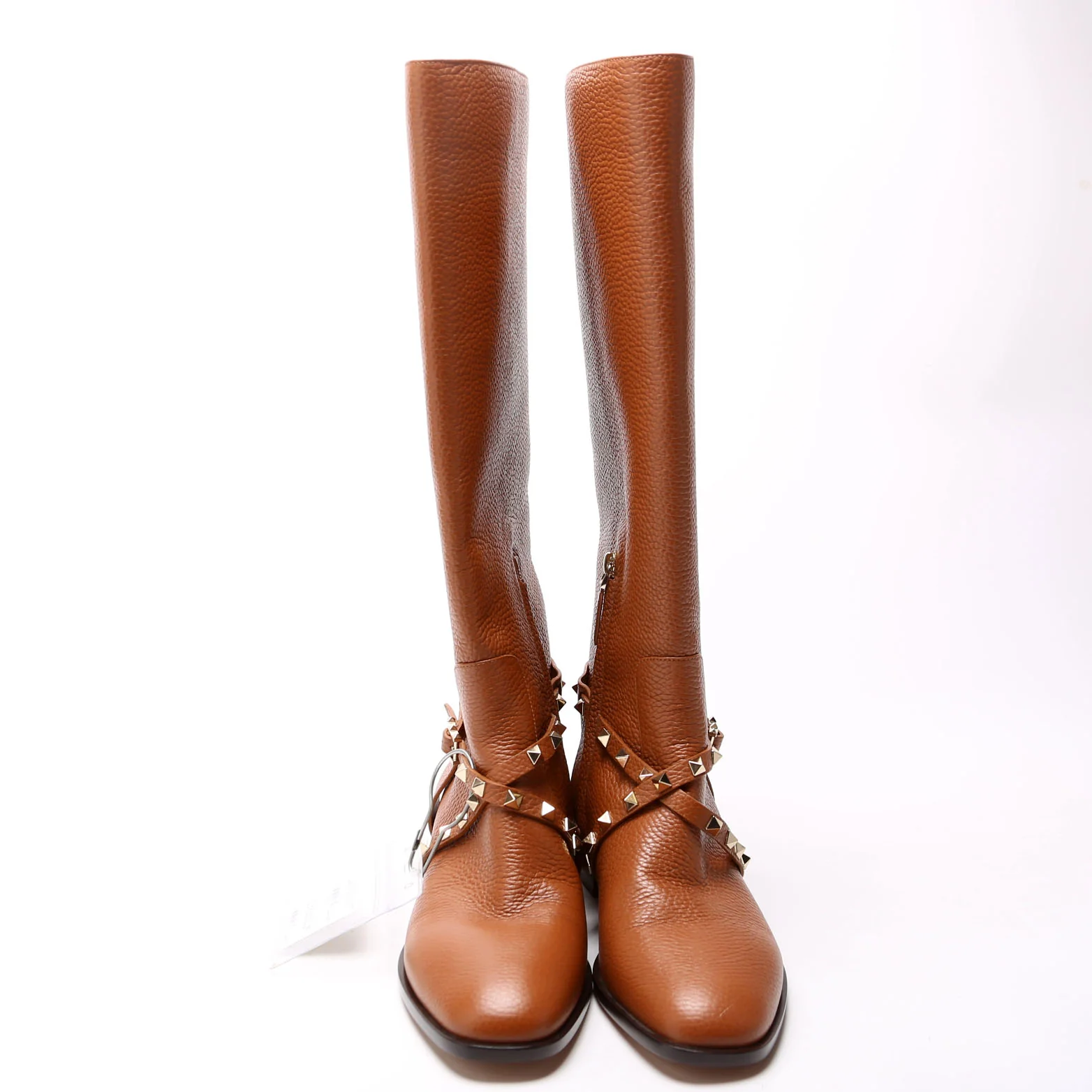 Rockstud Knee High Flat Boots Size 39.5 Brown - Image 2