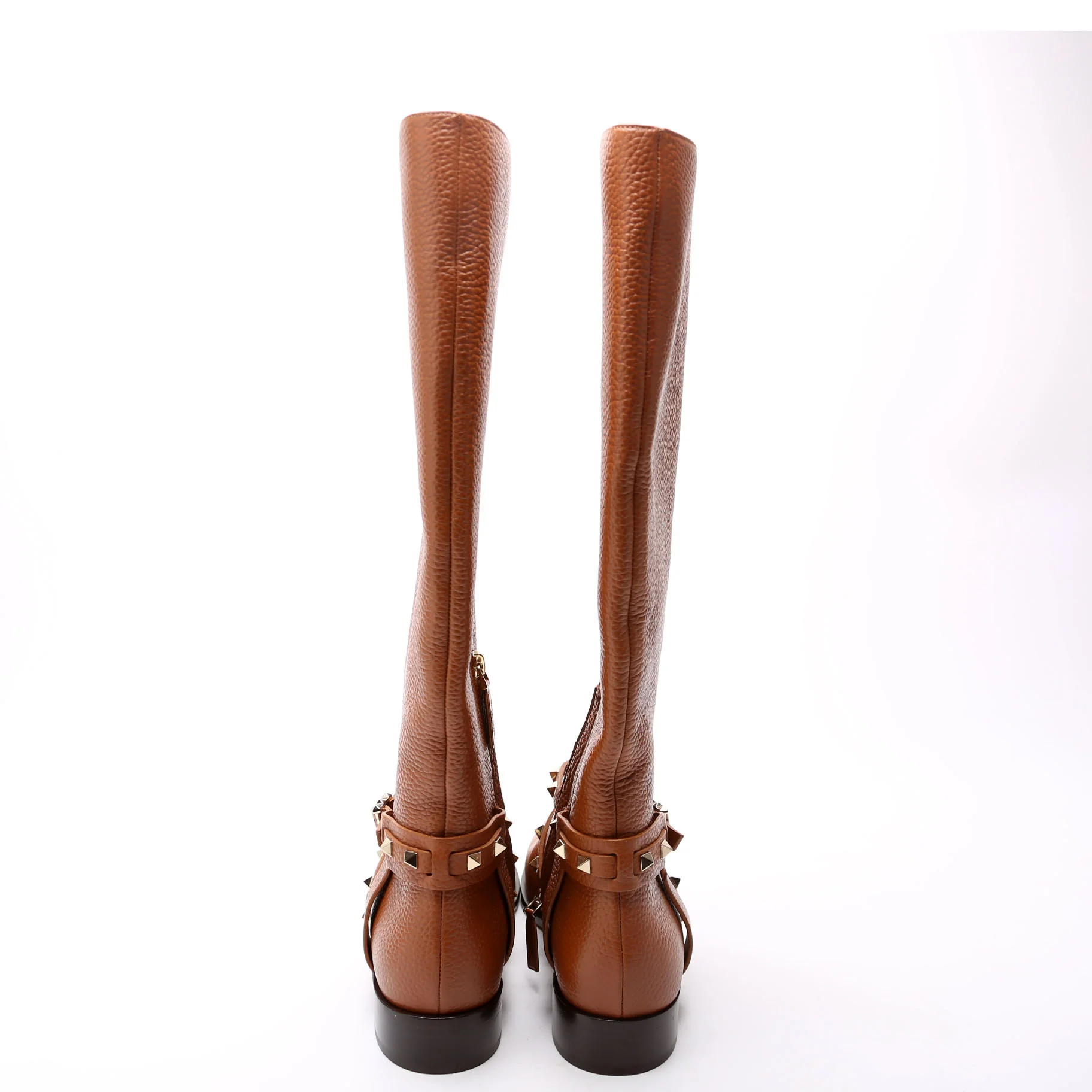 Rockstud Knee High Flat Boots Size 39.5 Brown - Image 4