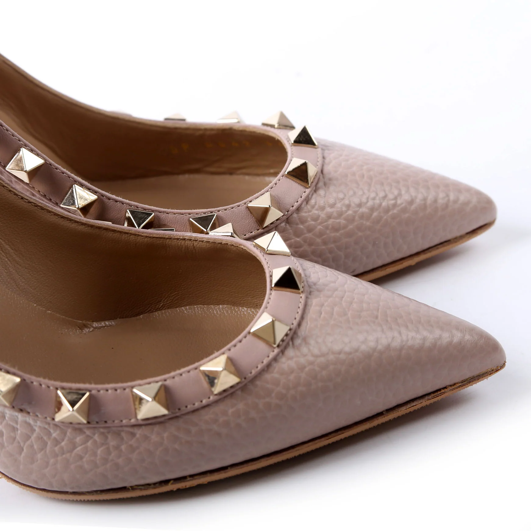 Rockstud Leather Pumps Size 36 Tan - Image 12