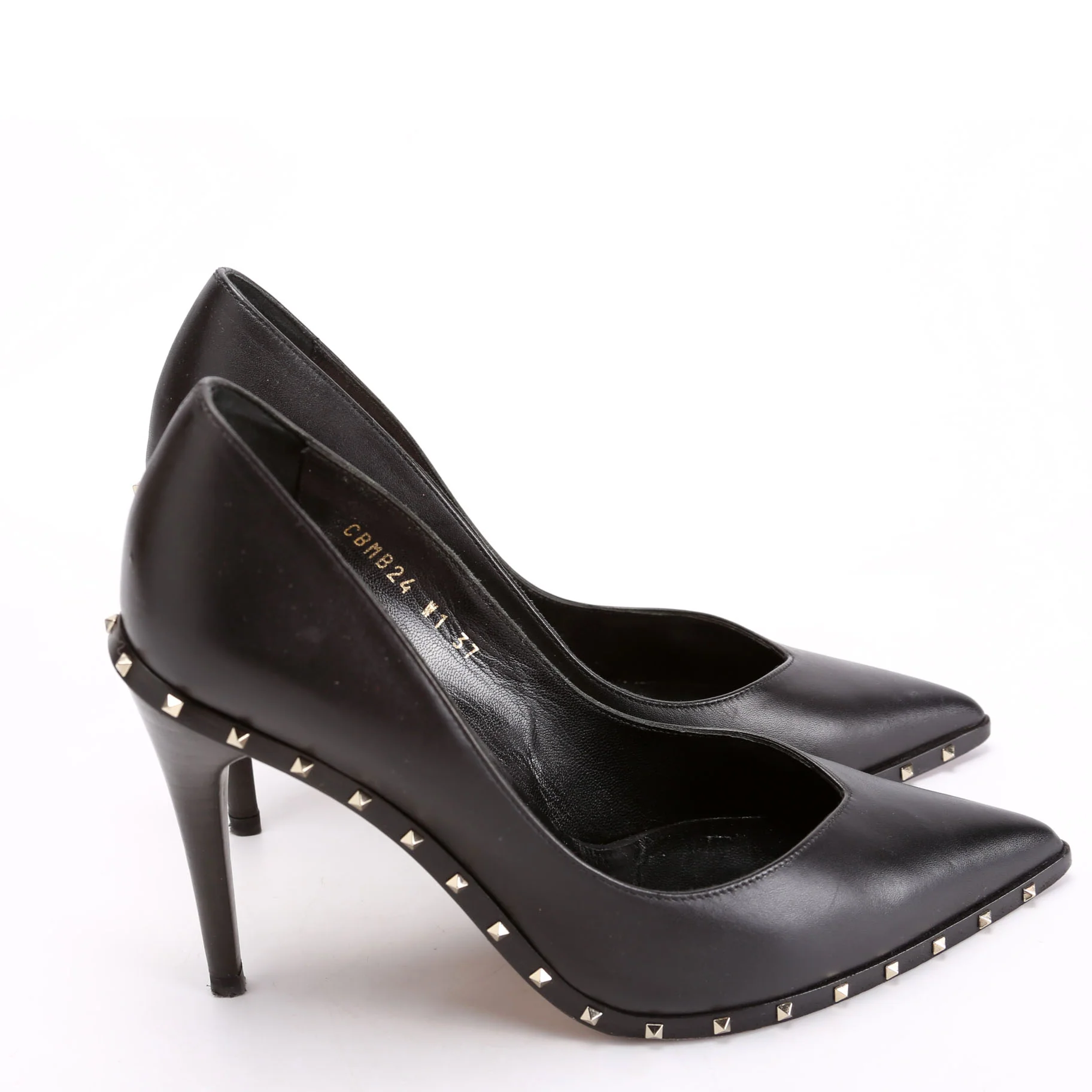 Rockstud Leather Pumps Size 38 Black - Image 3