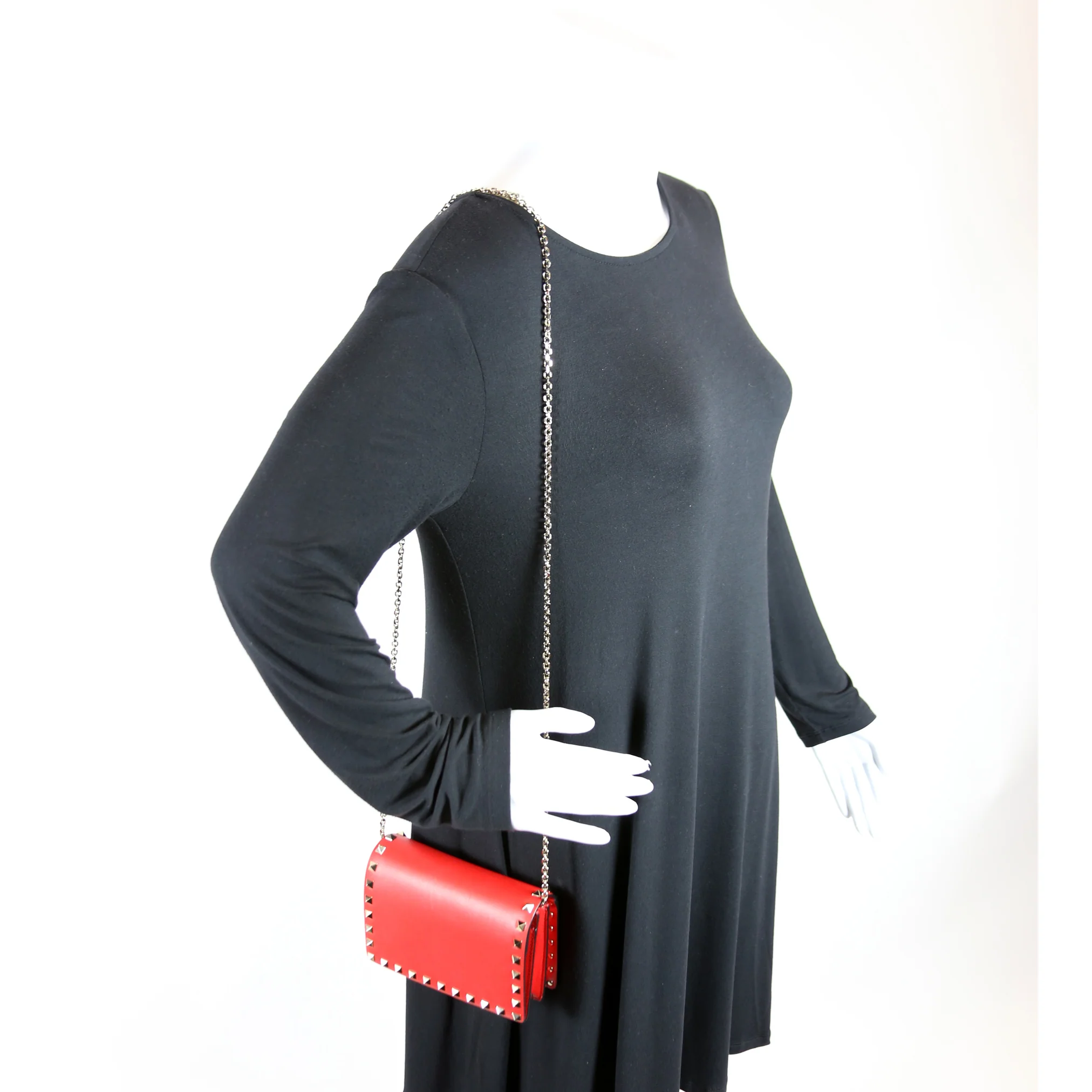 Rockstud Mini Chain Bag Red - Image 10