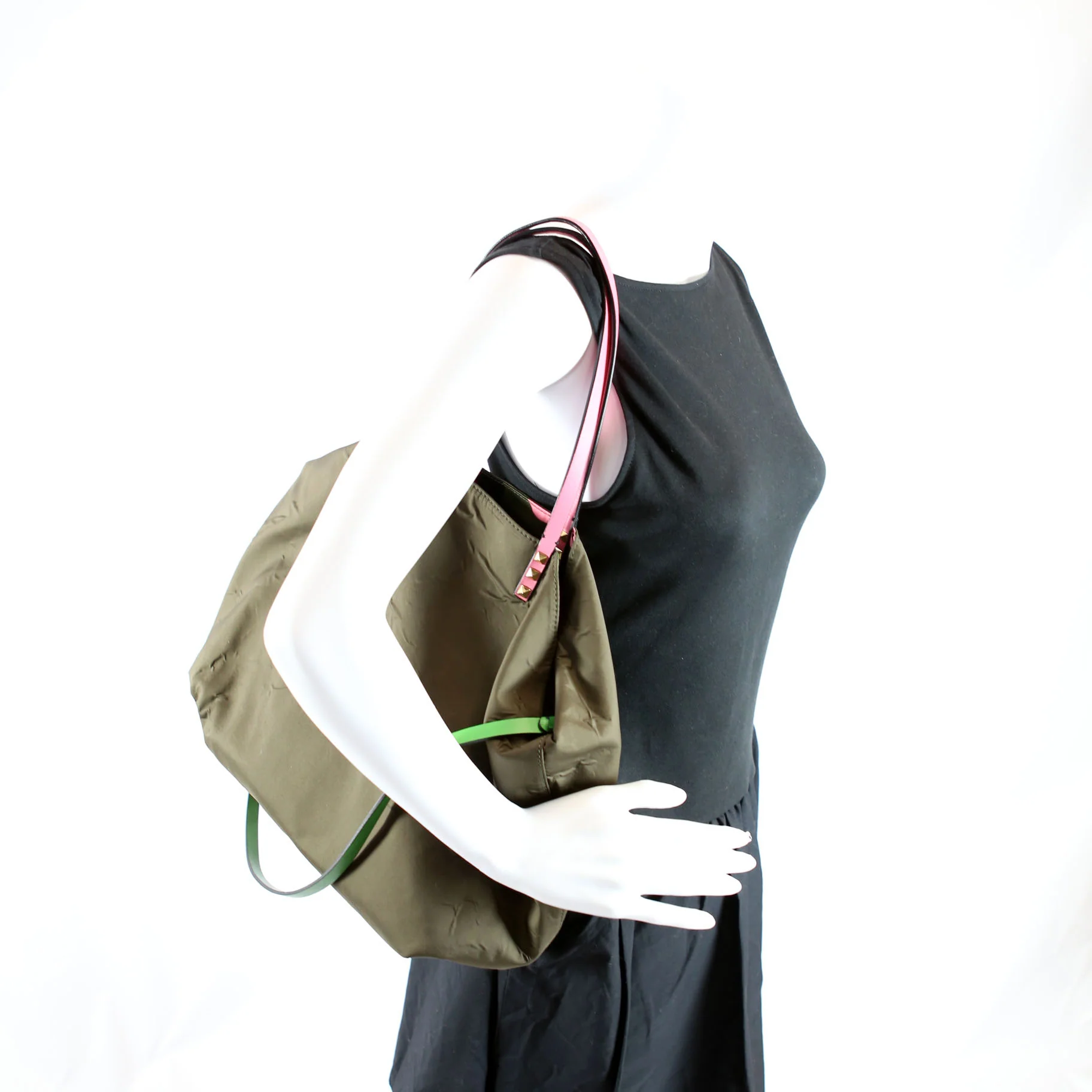 Rockstud Open Reverisble Nylon Tote Green/Multicolor - Image 12