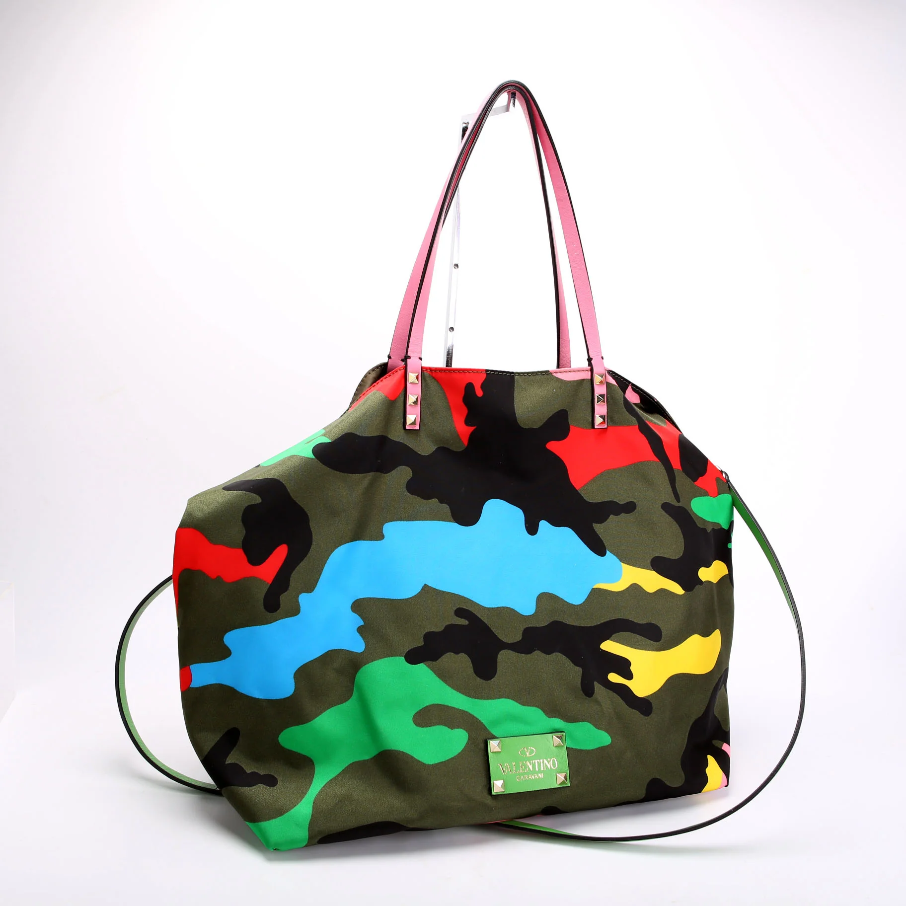 Rockstud Open Reverisble Nylon Tote Green/Multicolor - Image 13