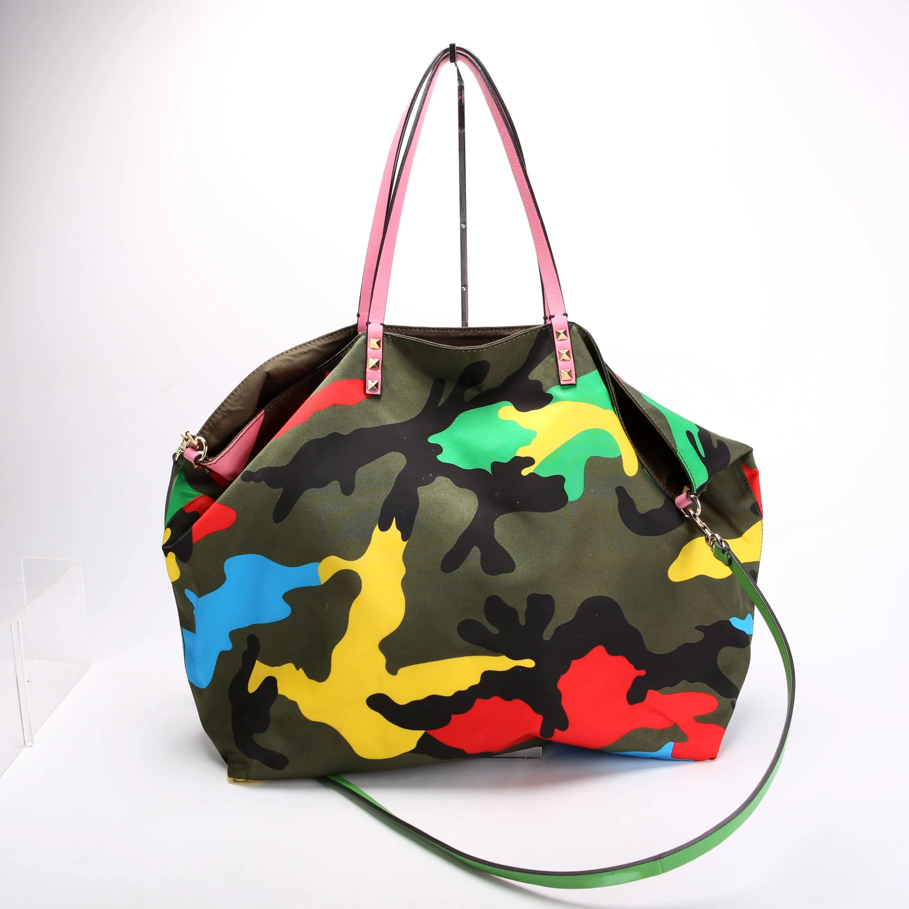 Rockstud Open Reverisble Nylon Tote Green/Multicolor - Image 14