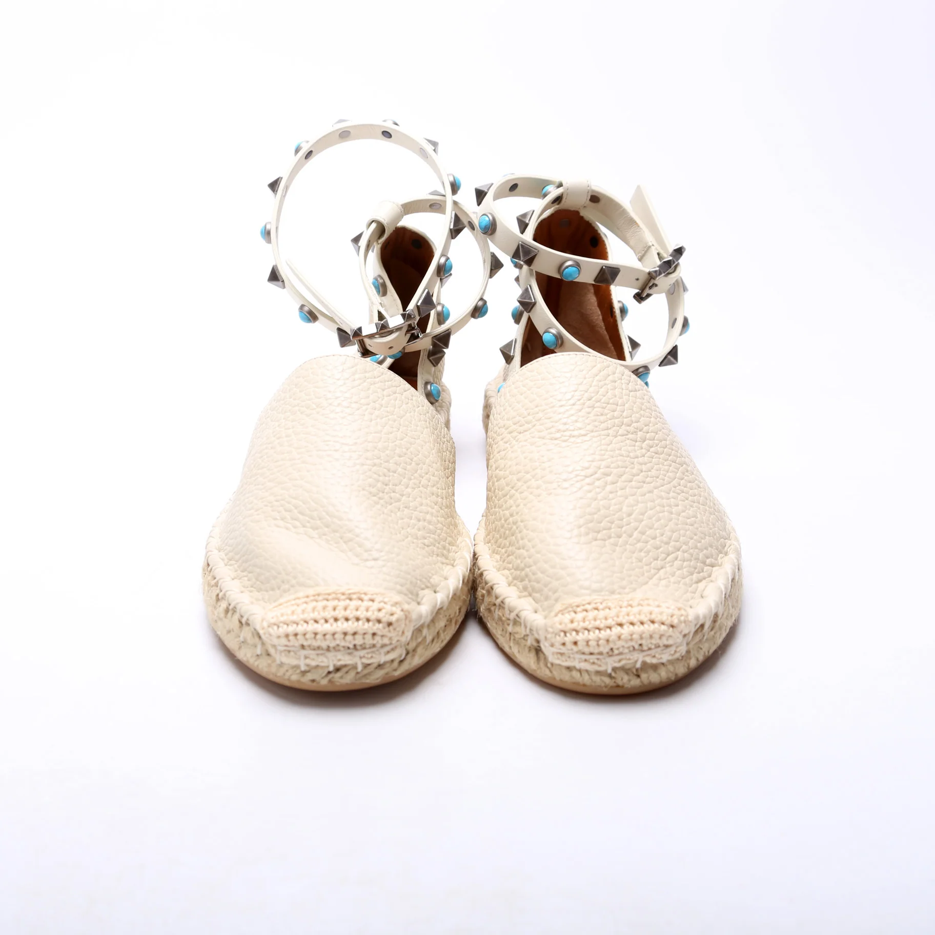 Rockstud Rolling Ankle Espadrilles Size 36 White - Image 2