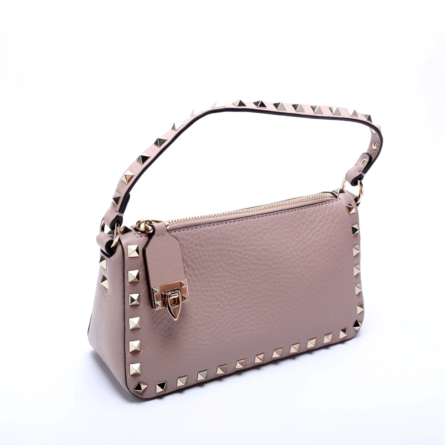 Rockstud Selleria Flip Lock Shoulder Bag Taupe - Image 2