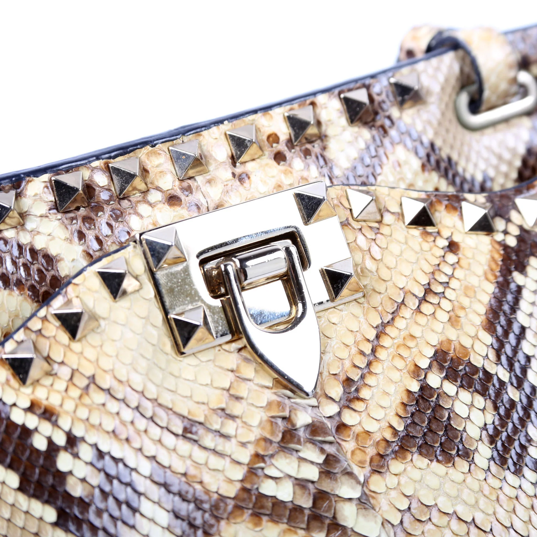 Rockstud Shoulder Snakeskin Satchel - Image 7