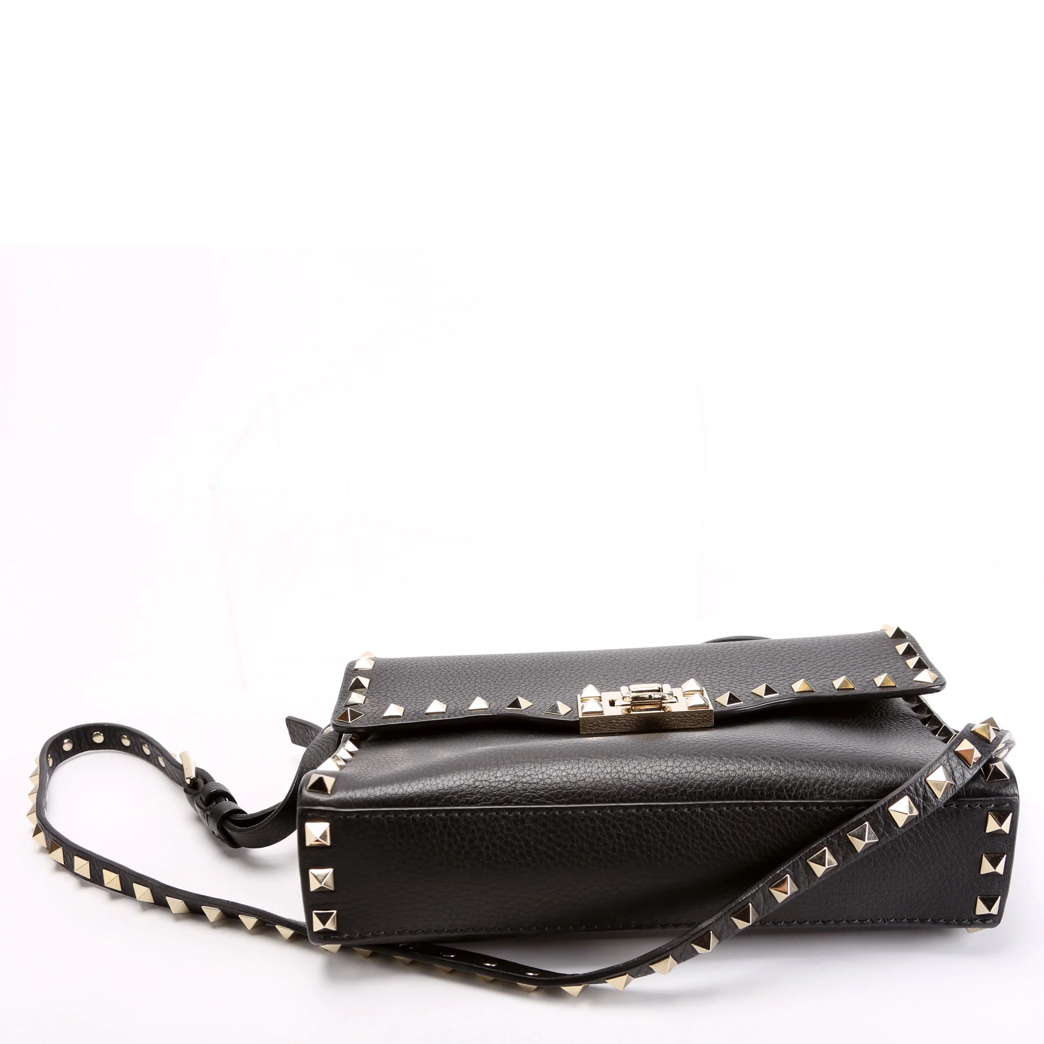 Rockstud Small FlIp Lock Crossbody Black - Image 4