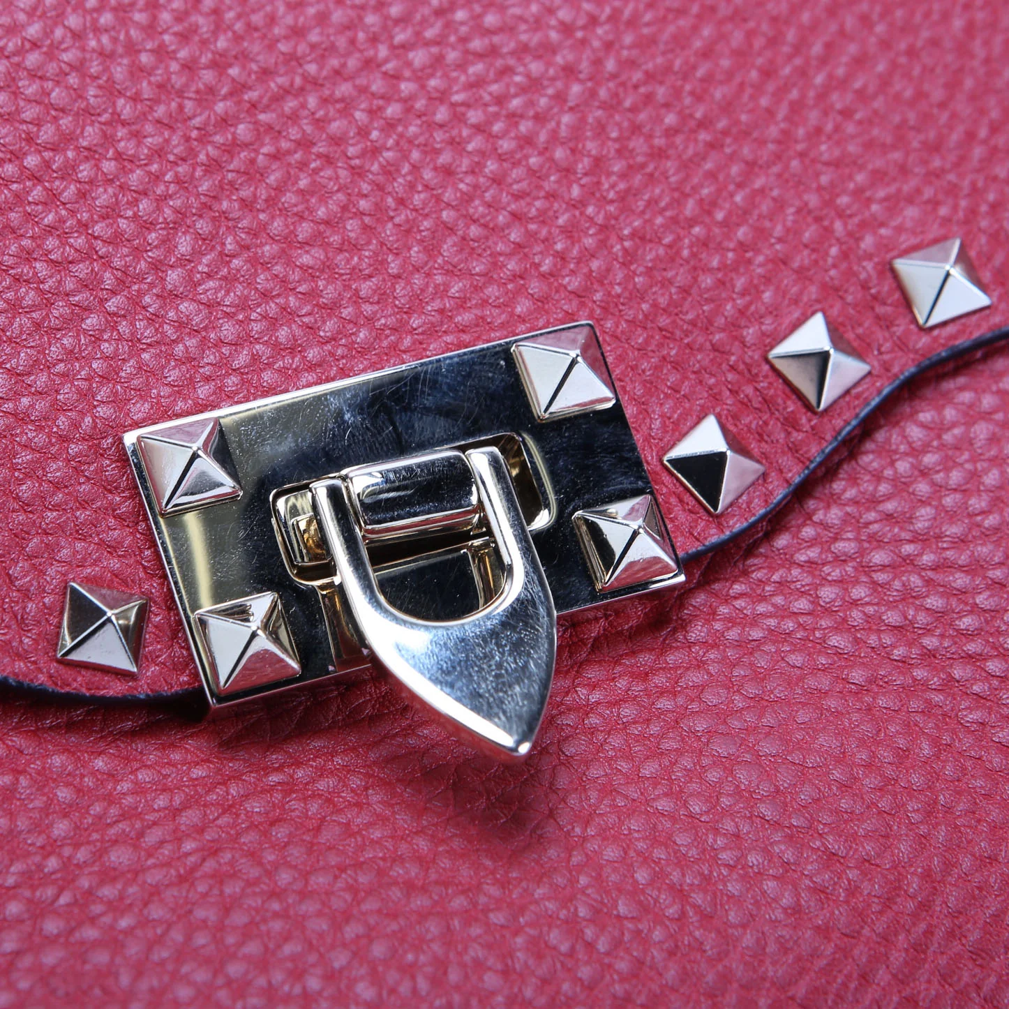 Rockstud Small Flip Lock Crossbody Red - Image 7