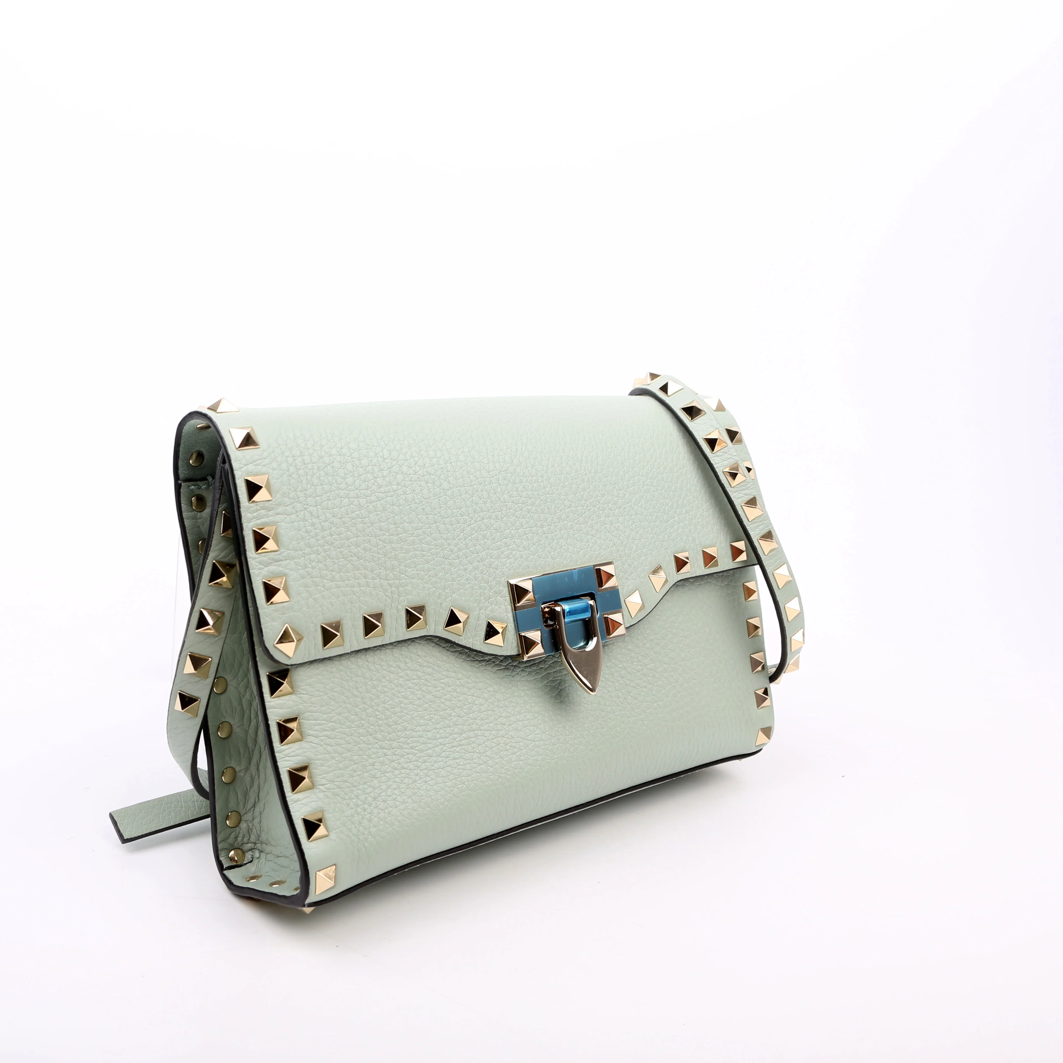 Rockstud Small Flip Lock Crossbody Teal - Image 2