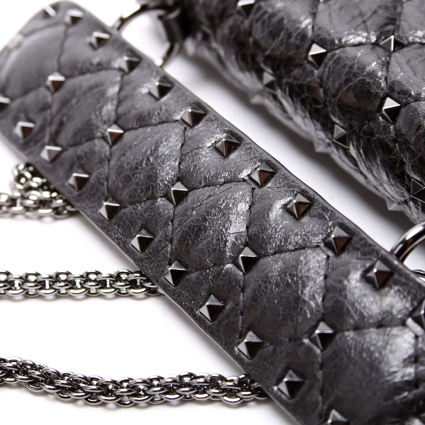 Rockstud Spike Bag Small Craquelle Nappa Black - Image 7