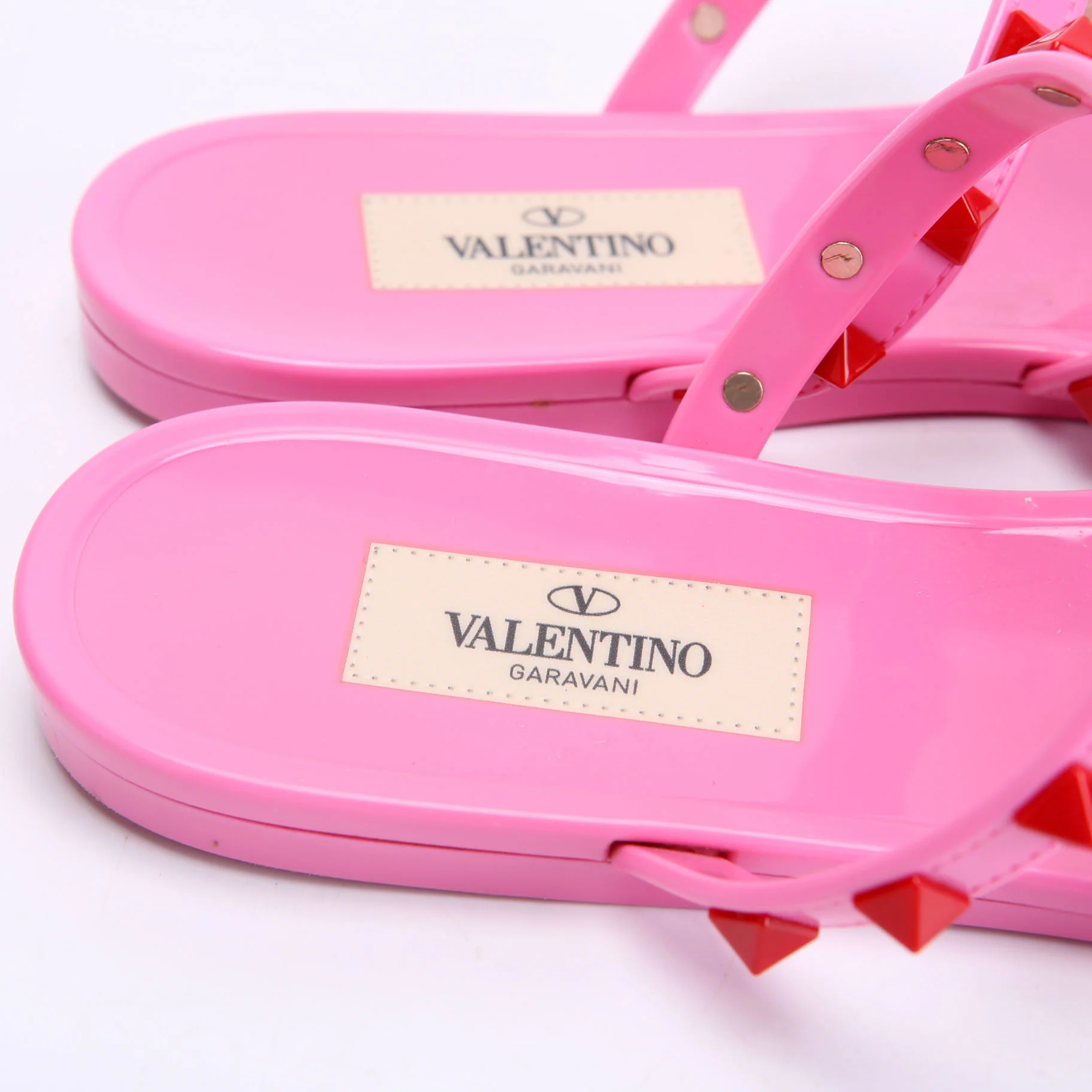 Rockstud T-Strap Rubber Sandals Size 38 Pink - Image 6