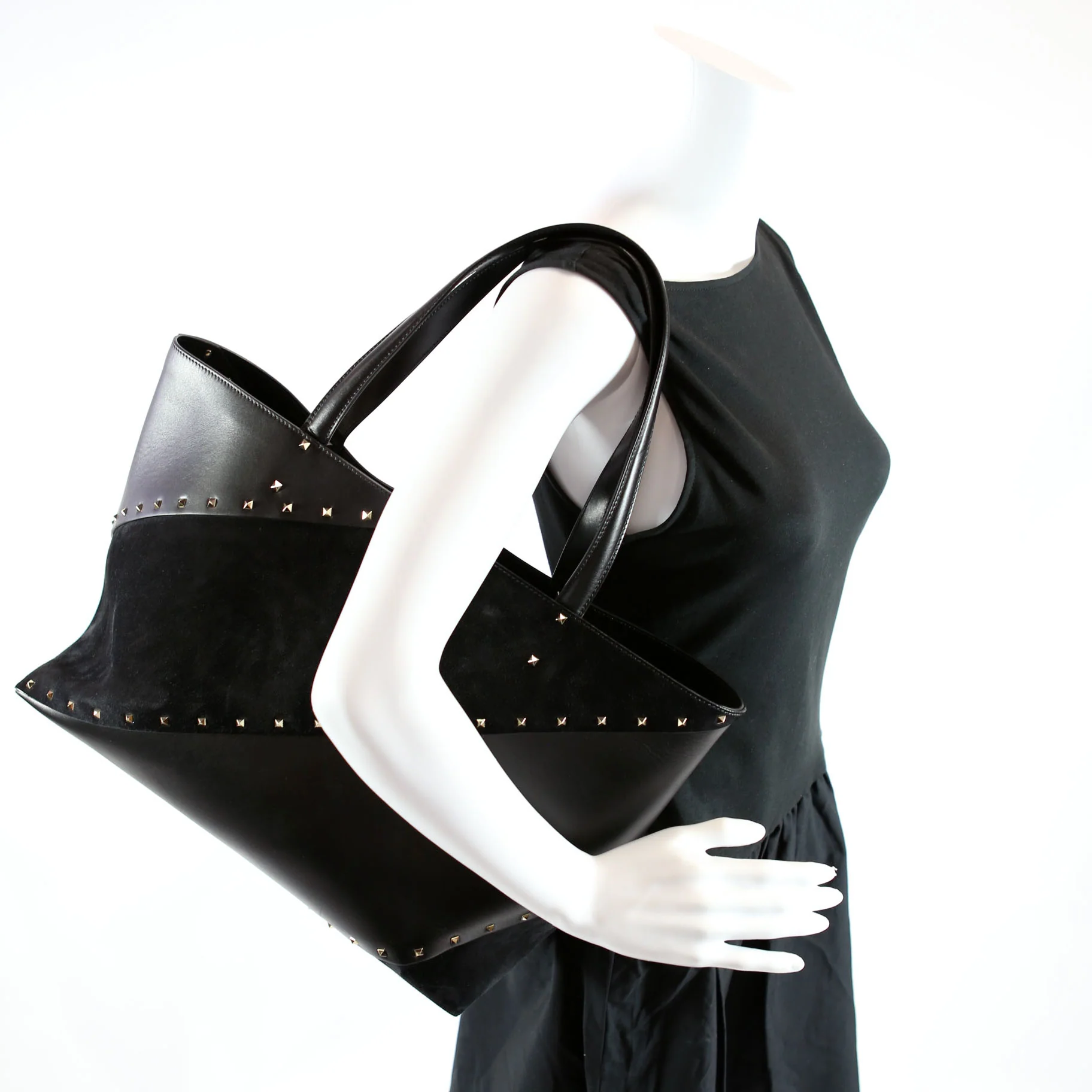 Rockstud Wispy Tote Suede/Leather Black - Image 13