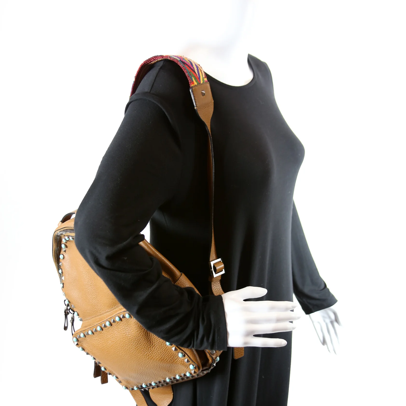 Rolling Rockstud Backpack Brown - Image 12