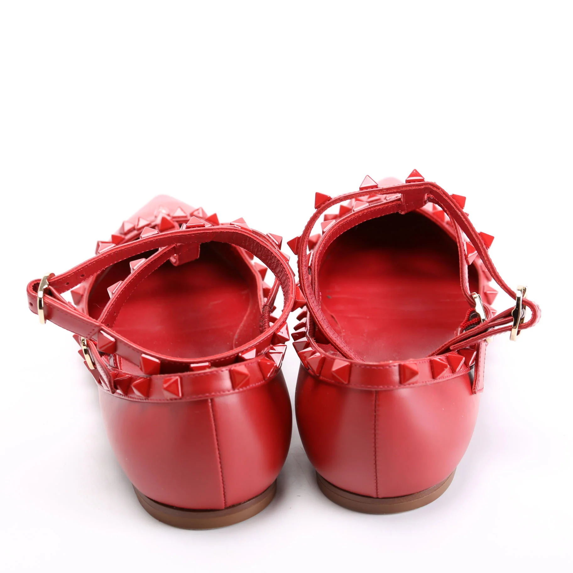 Rolling Rockstud Caged Flats Size 38.5 Red - Image 4
