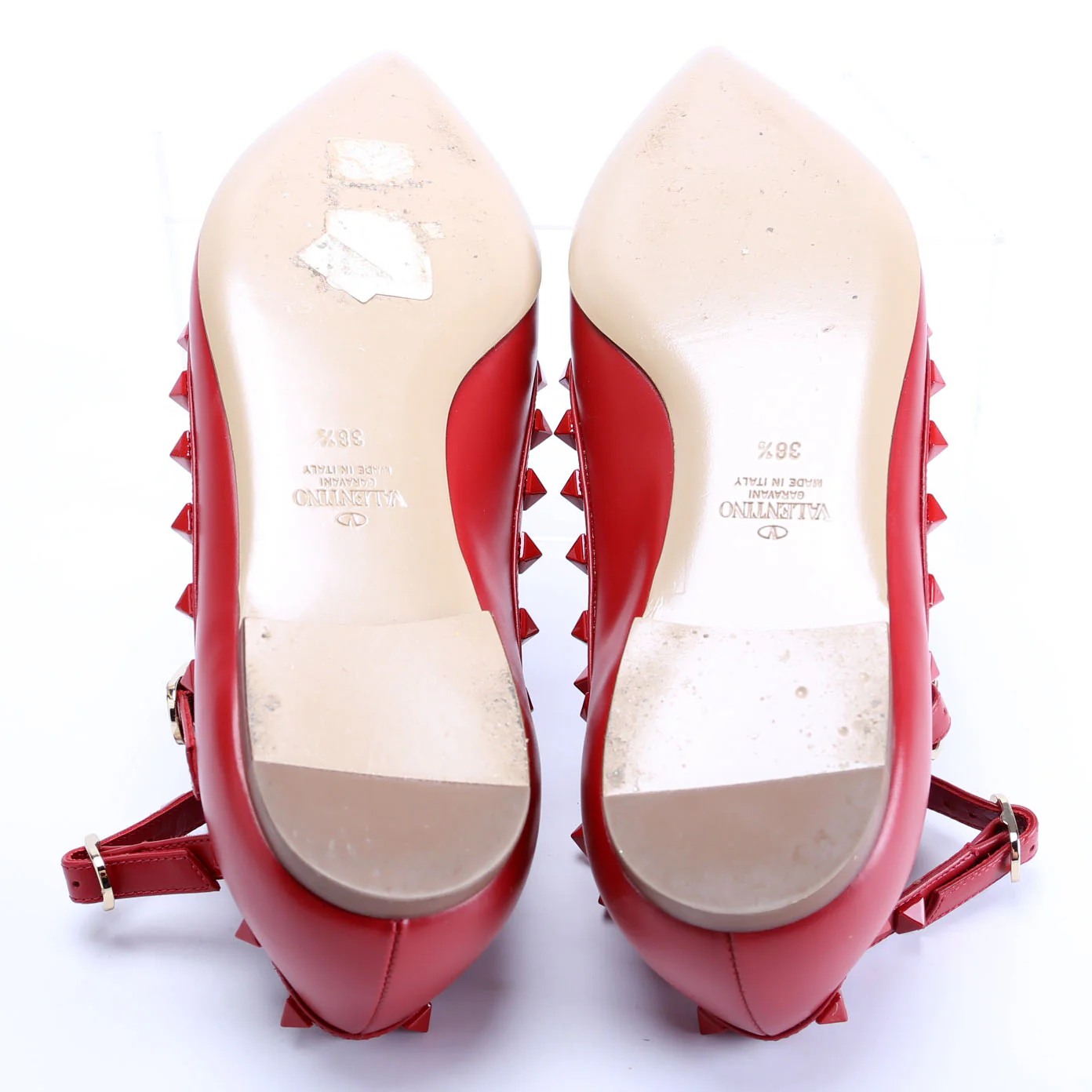 Rolling Rockstud Caged Flats Size 38.5 Red - Image 5