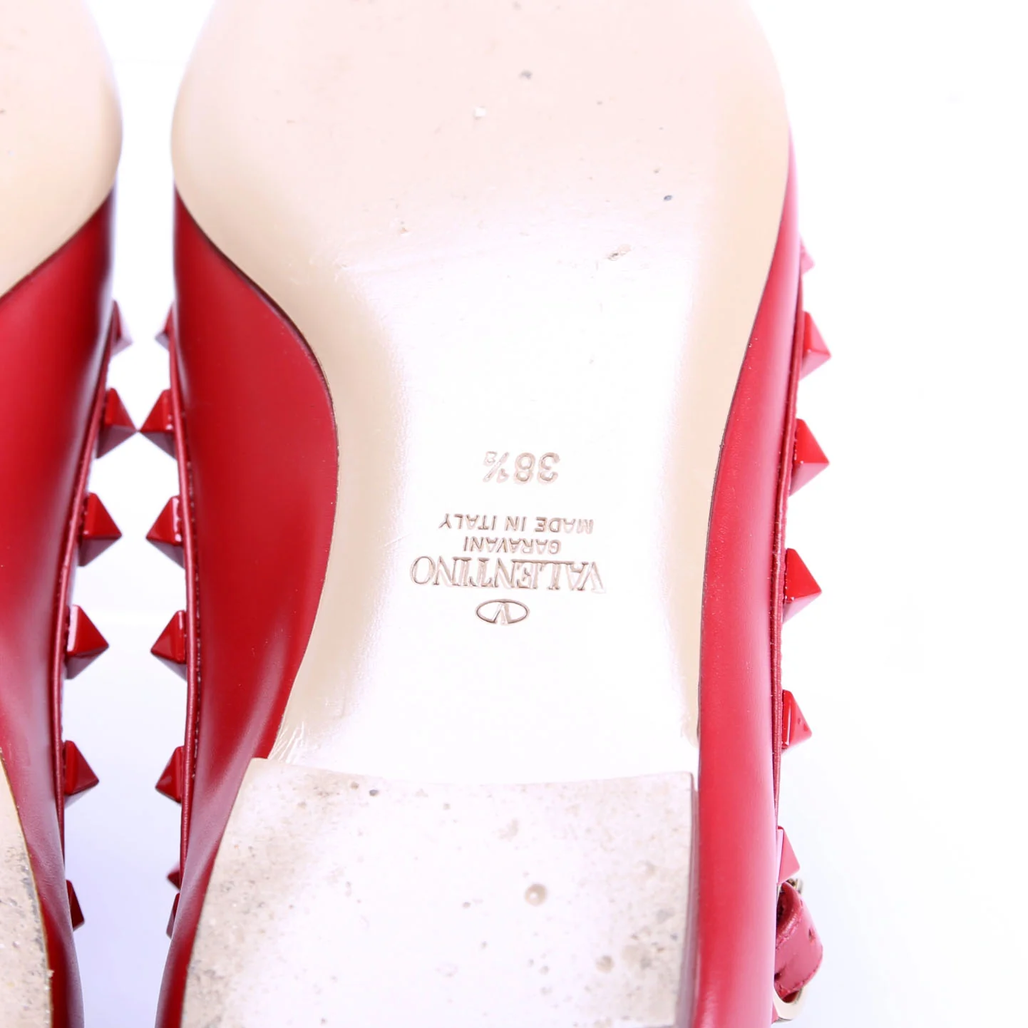 Rolling Rockstud Caged Flats Size 38.5 Red - Image 6