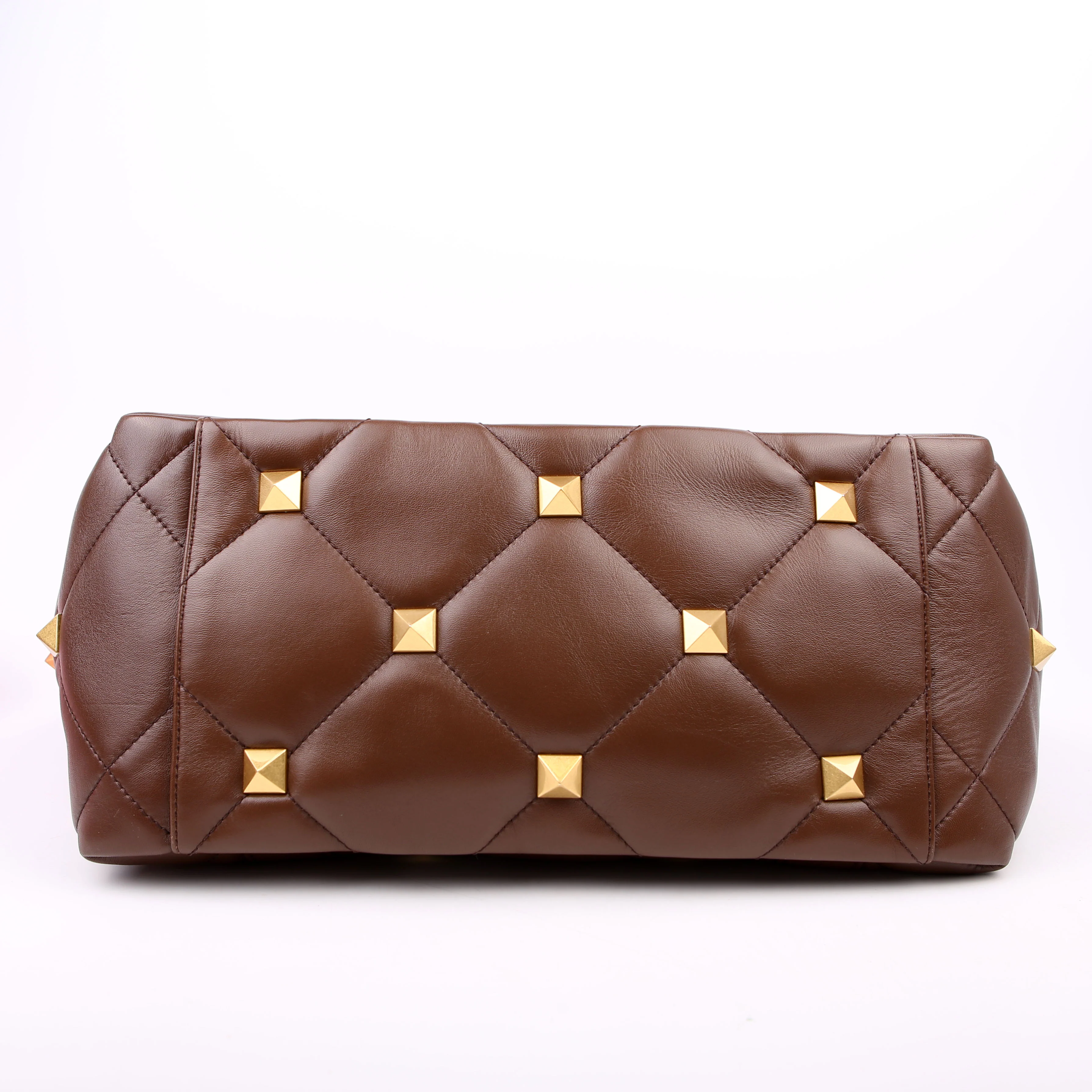 Roman Stud Leather Tote Brown - Image 4