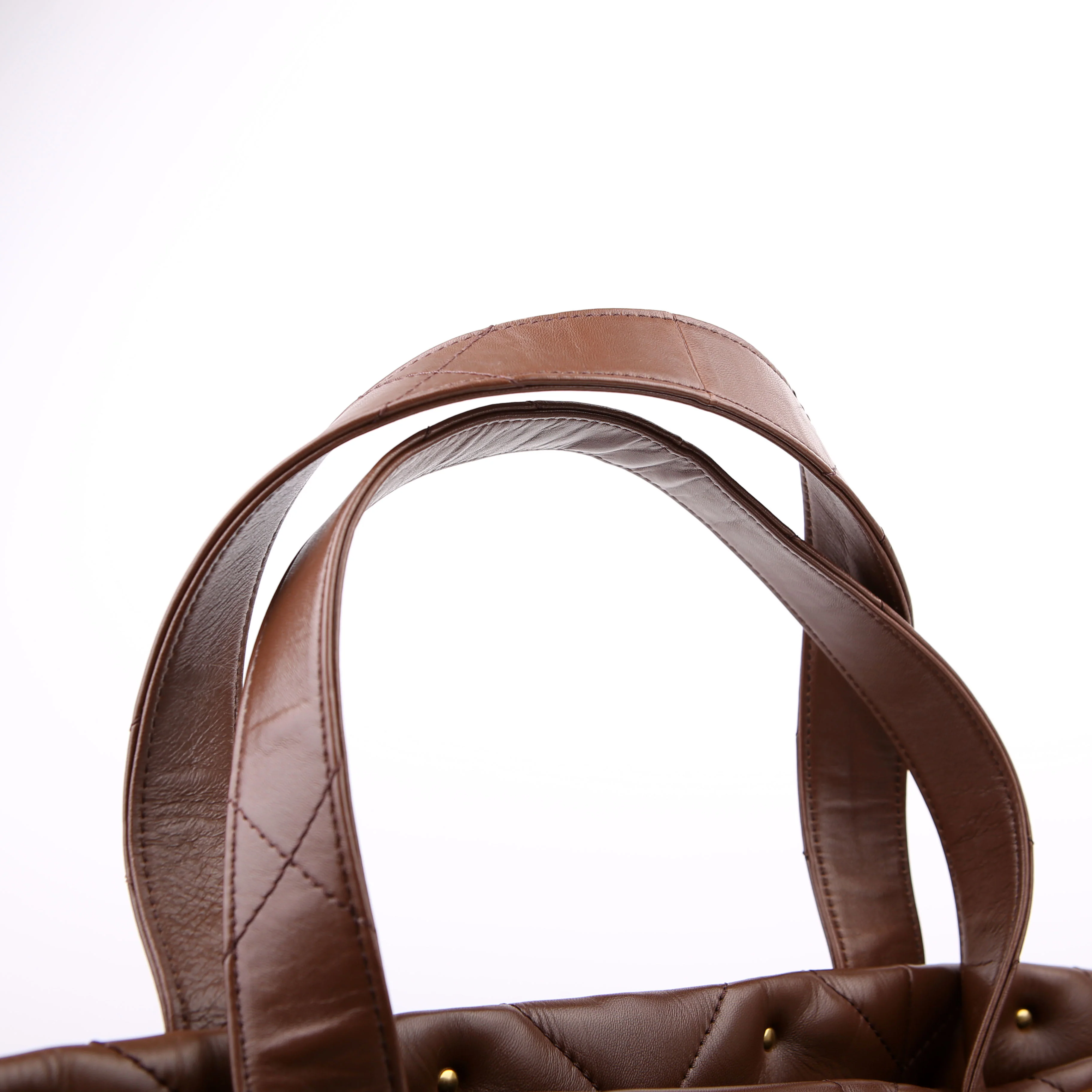 Roman Stud Leather Tote Brown - Image 9