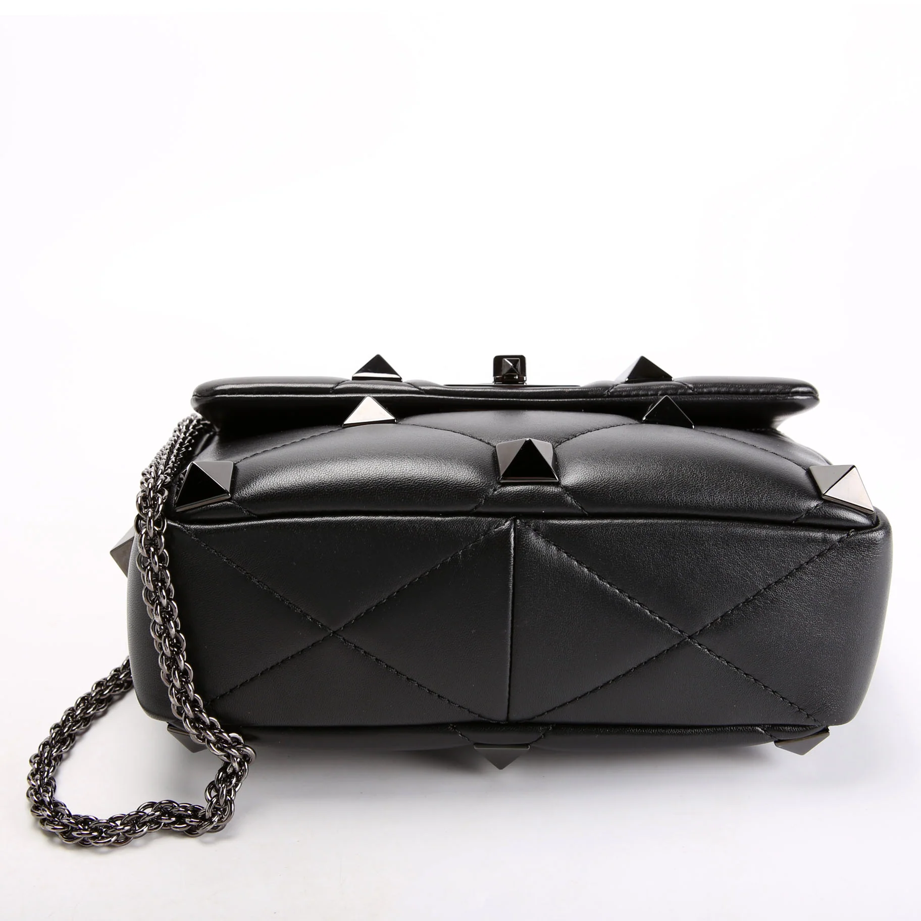 Roman Stud Medium Shoulder Bag Black - Image 4