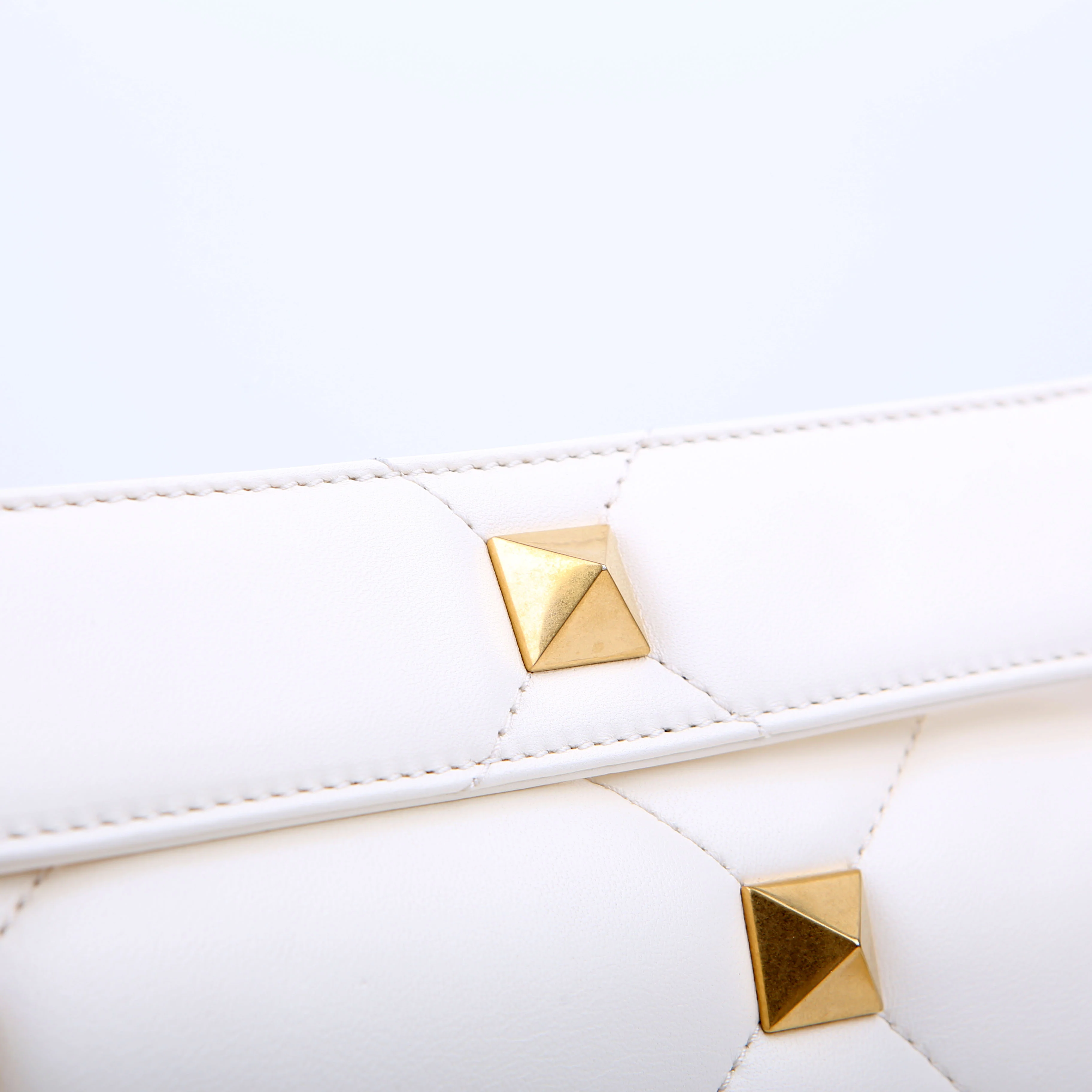 Roman Stud Medium Shoulder Bag White - Image 11