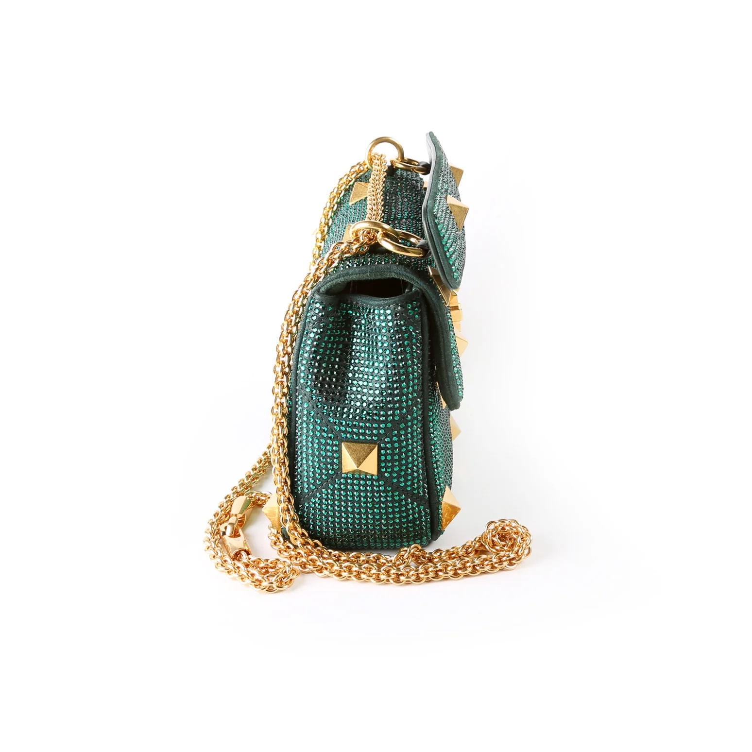 Roman Stud Rhinestone Medium Shoulder Bag - Image 3