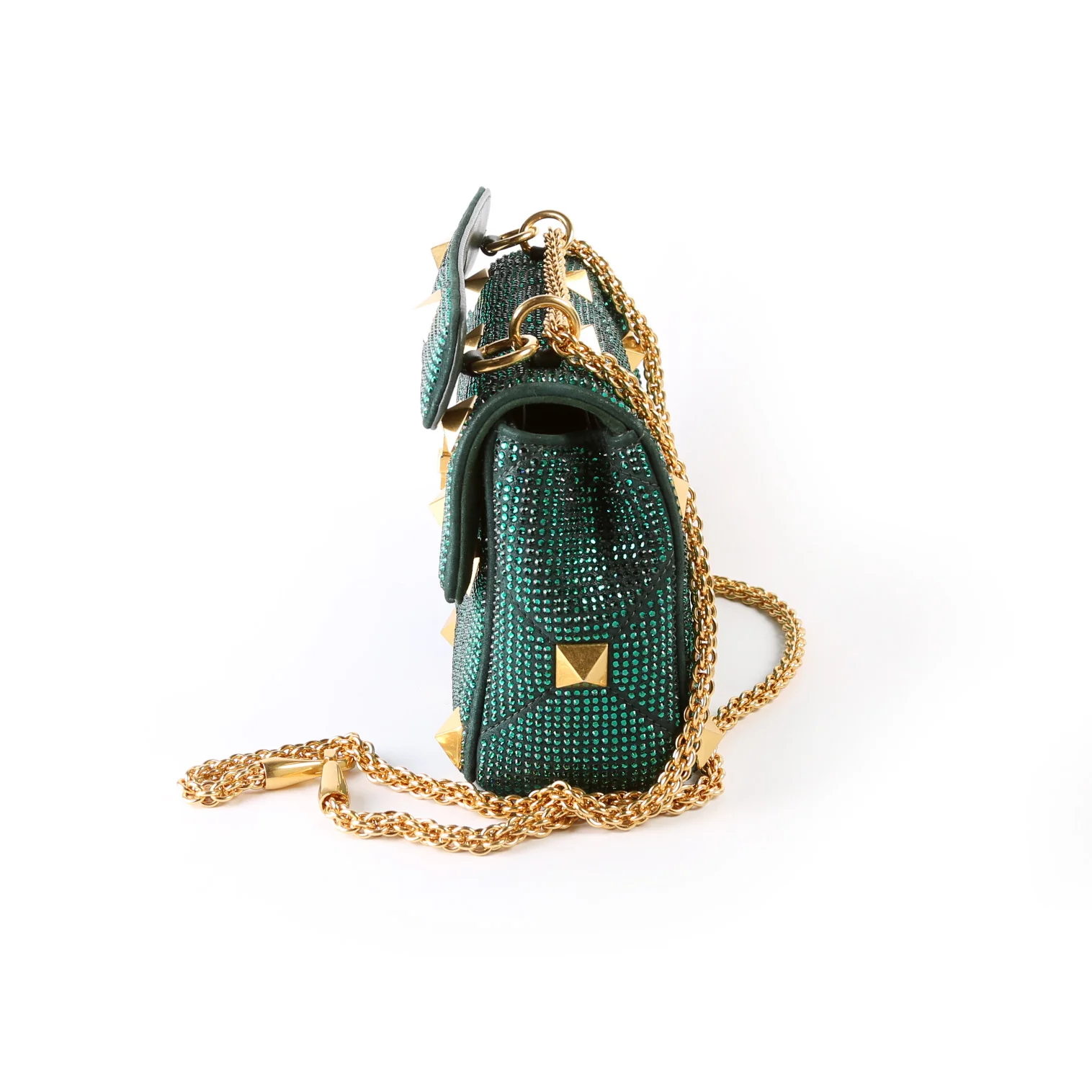 Roman Stud Rhinestone Medium Shoulder Bag - Image 4