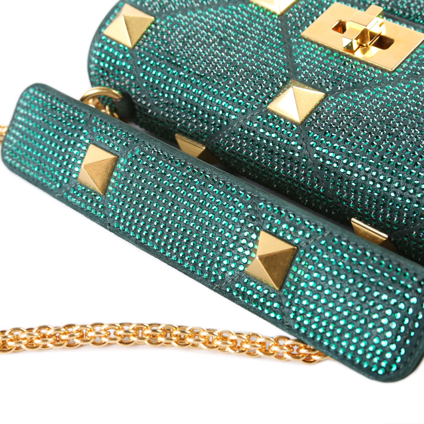 Roman Stud Rhinestone Medium Shoulder Bag - Image 9