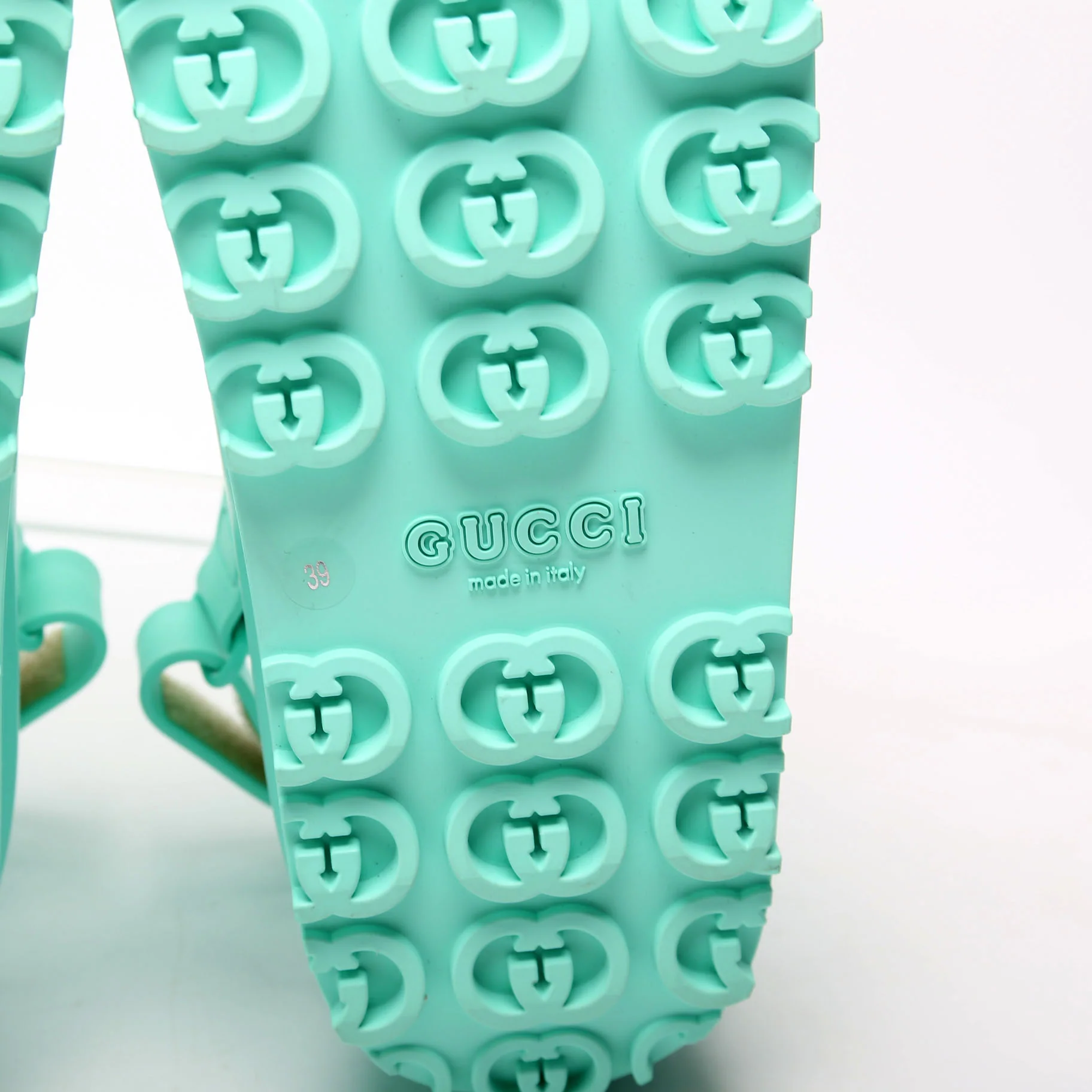 Rubber Horsebit Platform Slingback Sandals Size 39 Teal - Image 7