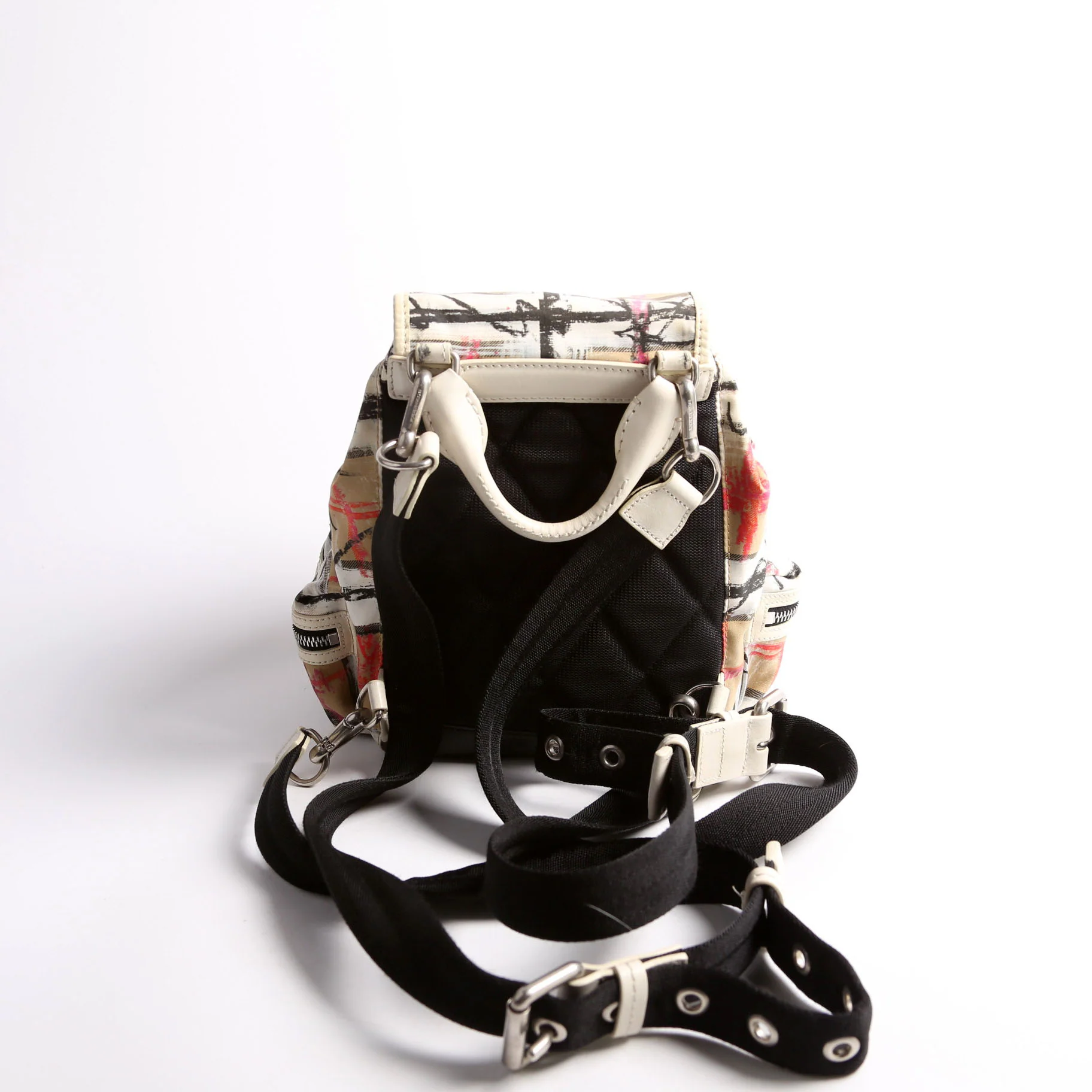 Rucksack scribble Check Nylon Small White/Multicolor - Image 2