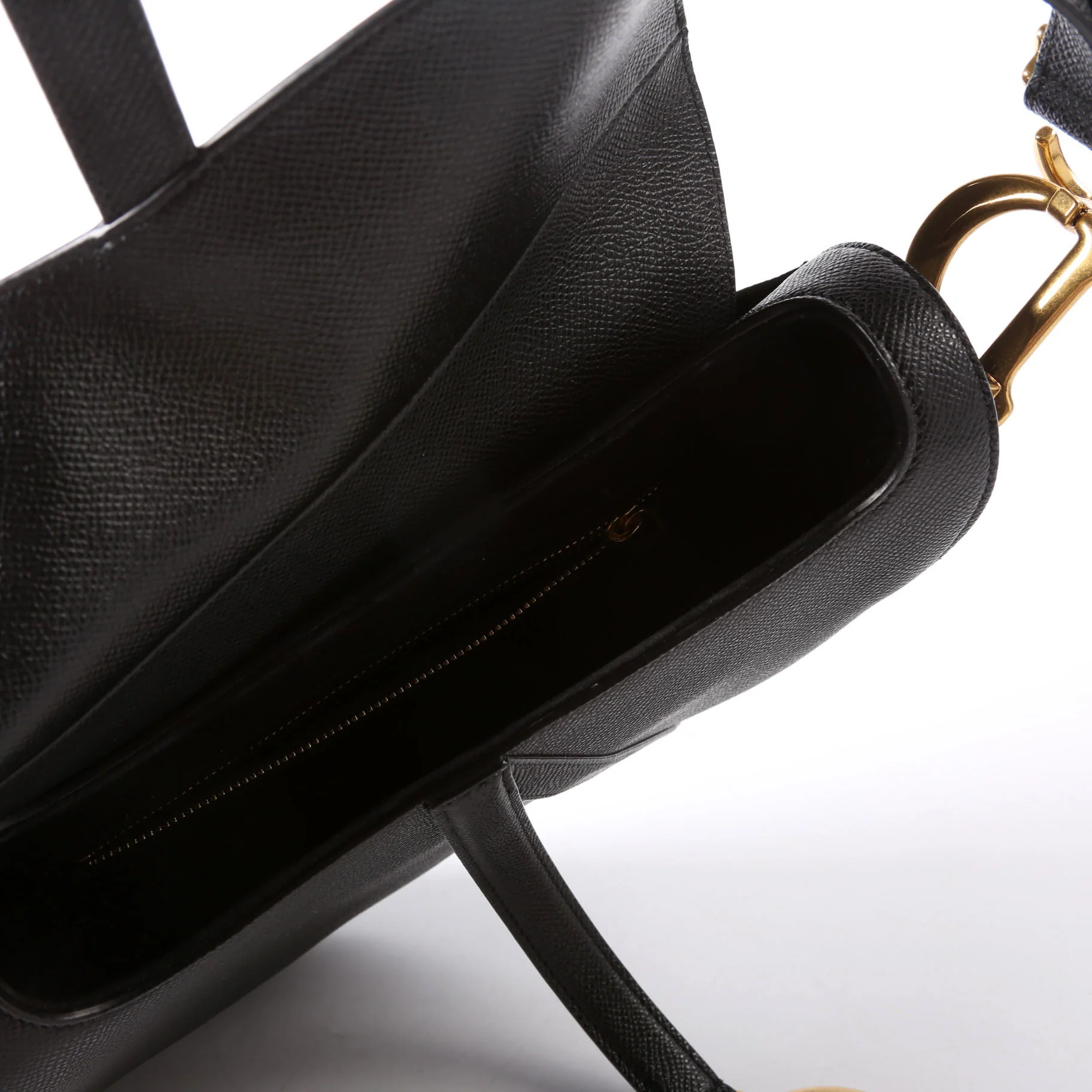 Saddle Bag With Strap Grained Leather Black - Image 10