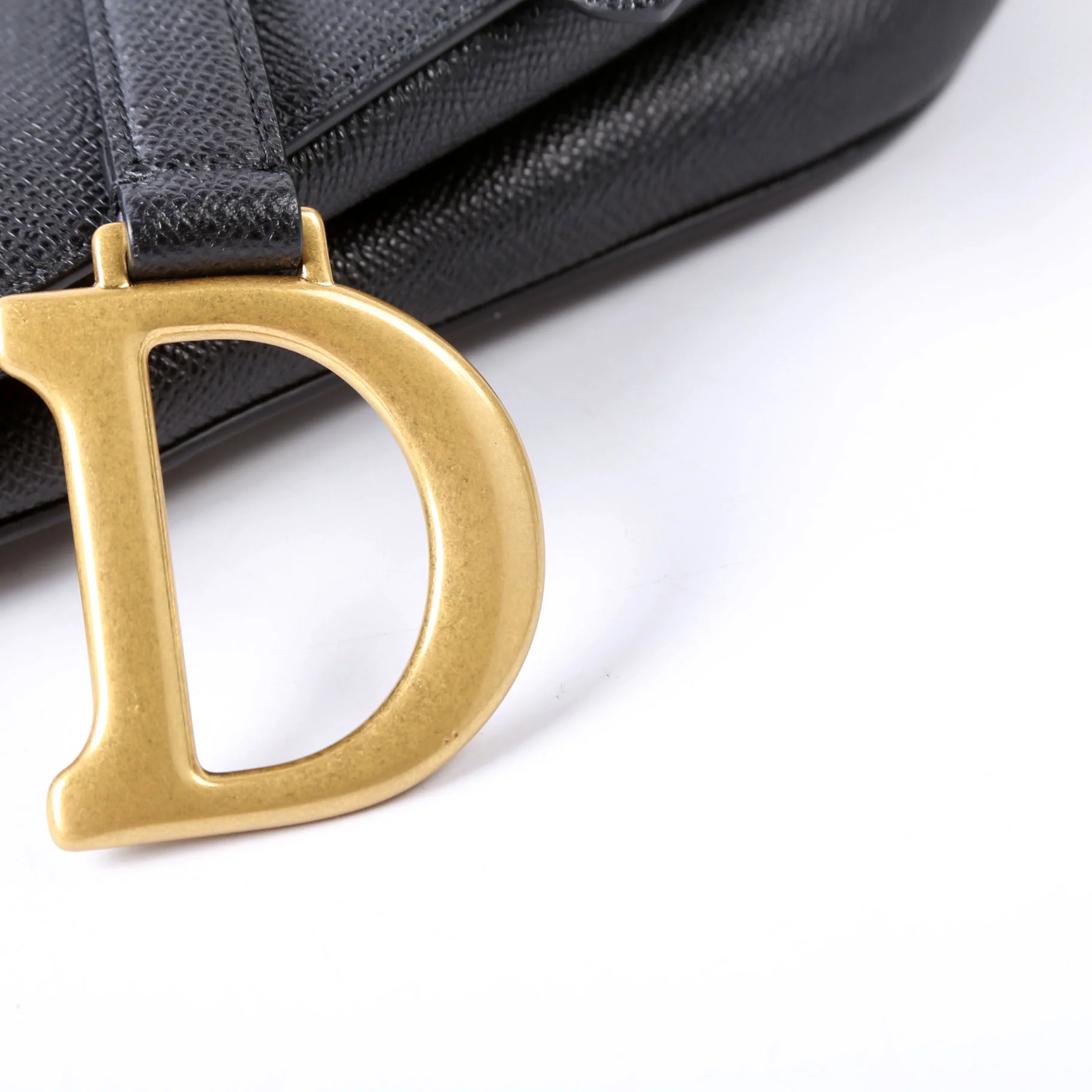 Saddle Bag With Strap Grained Leather Black - Image 6