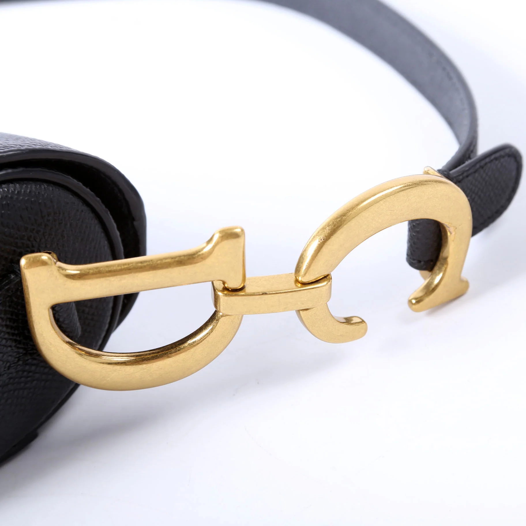 Saddle Bag With Strap Grained Leather Black - Image 7