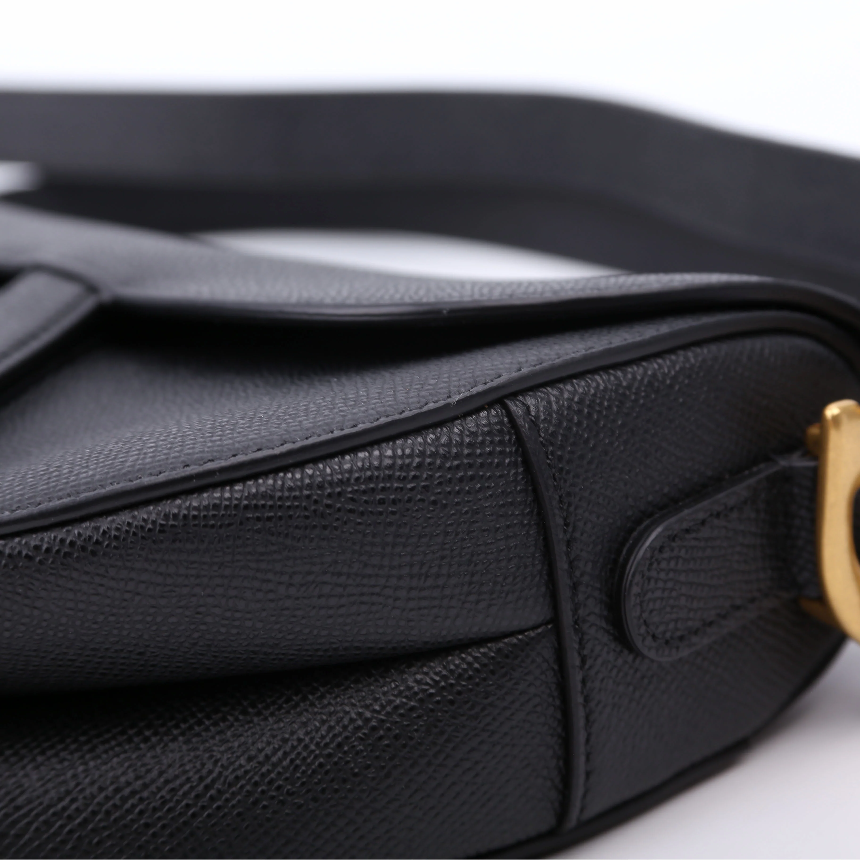 Saddle Bag with Strap Grained Leather Black - Image 6