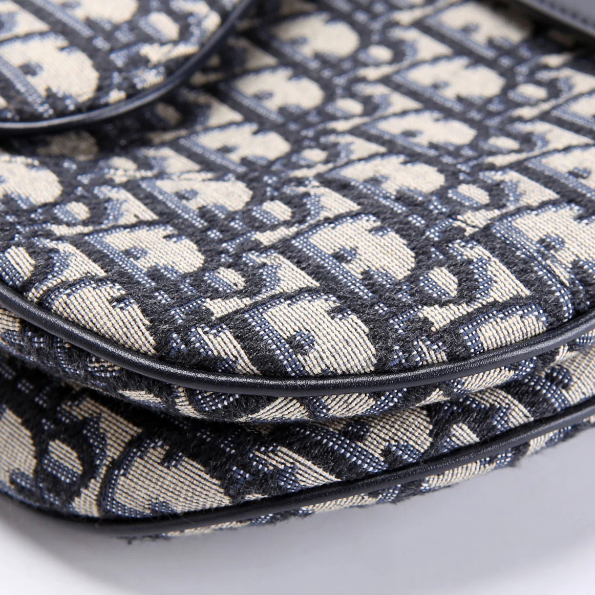 Saddle Bag With Strap Oblique Navy/Beige - Image 5
