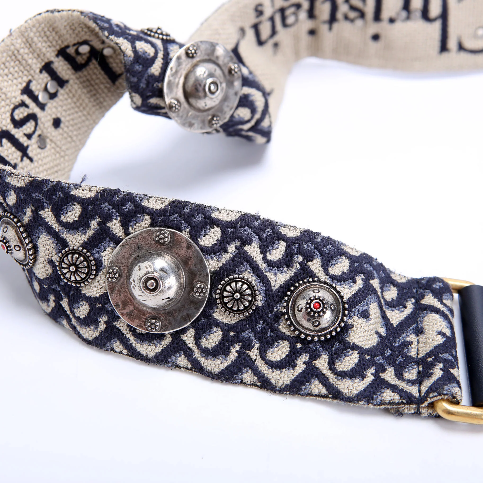 Saddle Bag With Strap Oblique Navy/Beige - Image 7