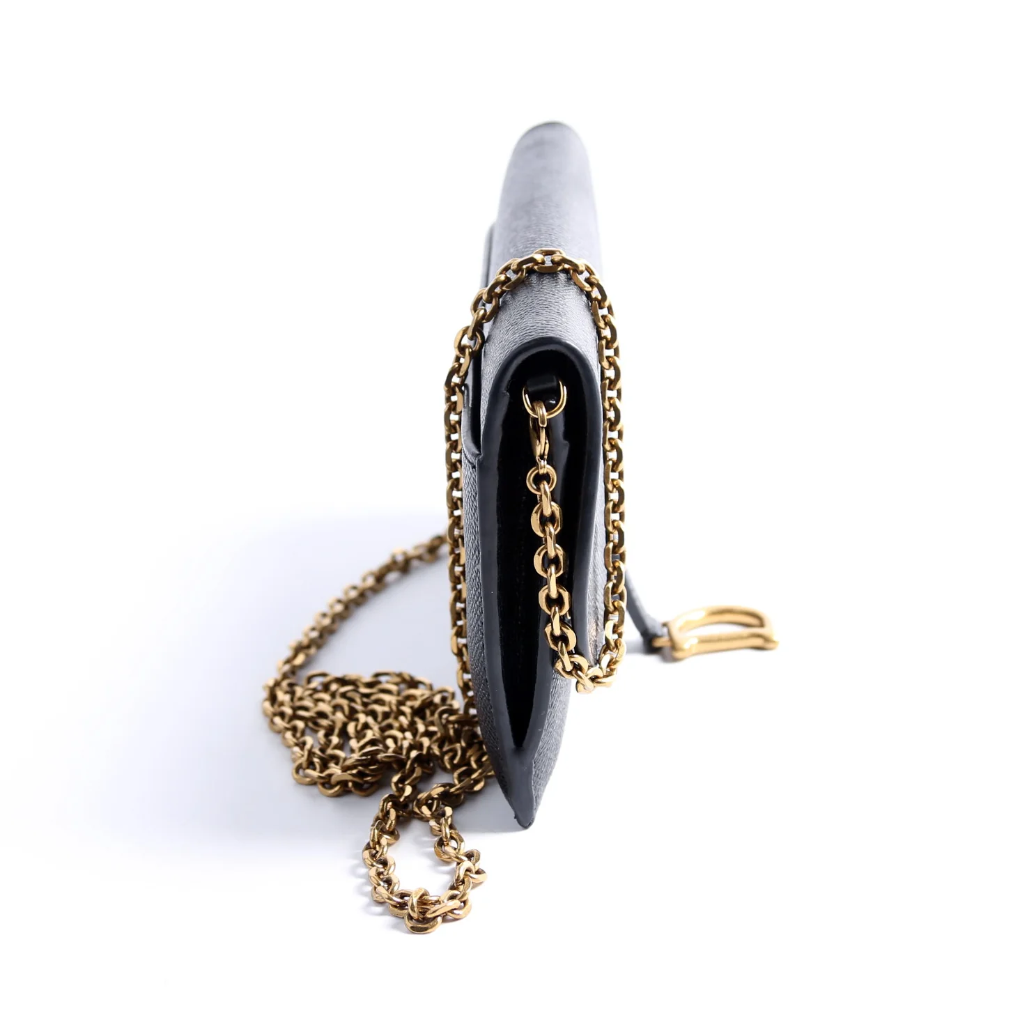 Saddle Pouch W/Chain Small Calfskin Black - Image 3