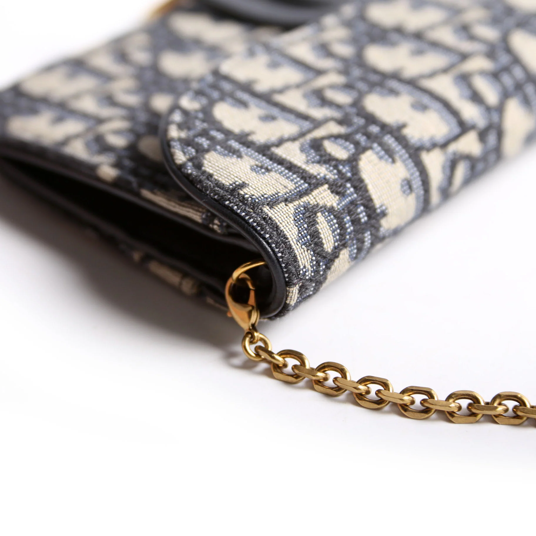 Saddle Pouch With Chain Small Oblique Navy - Image 8