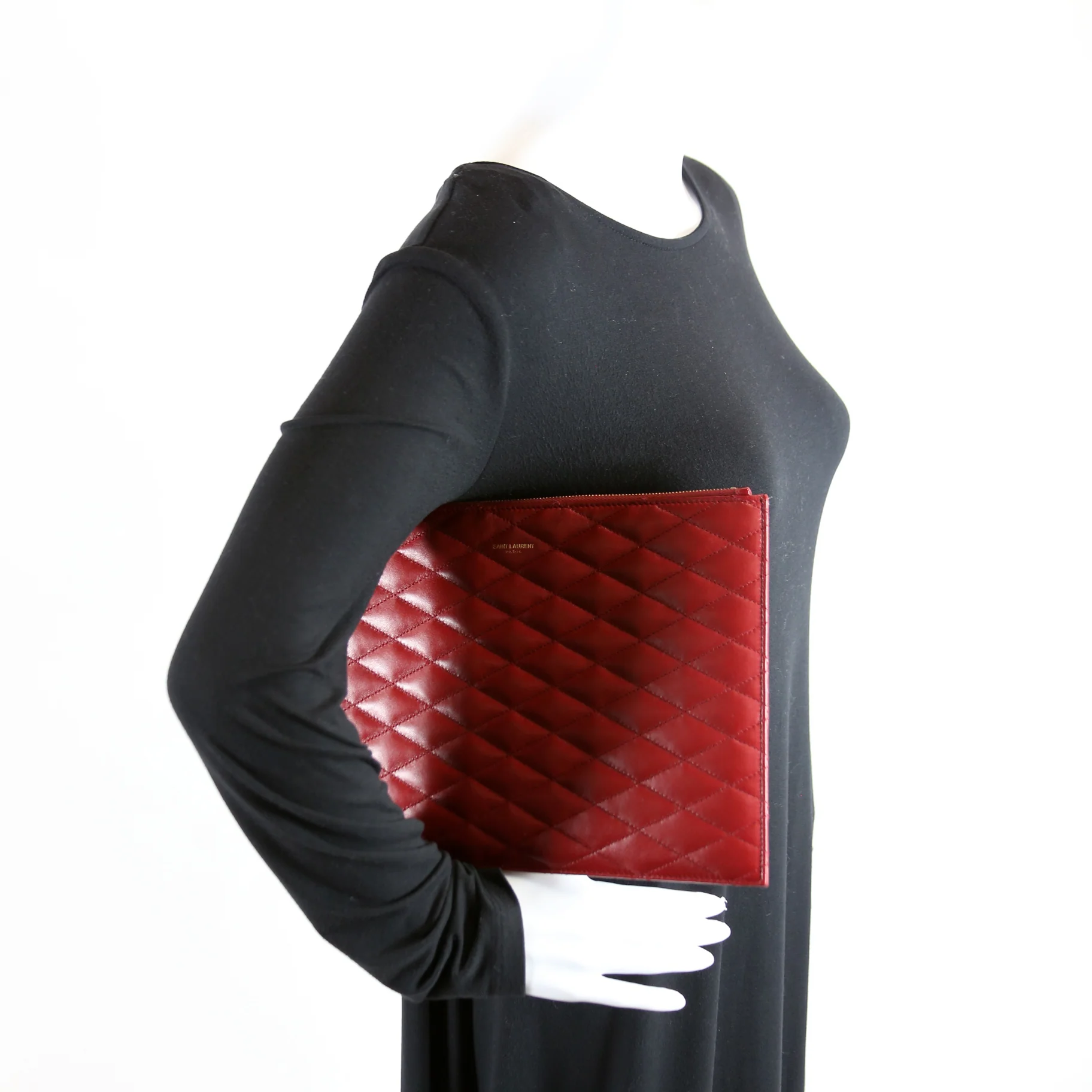 Sade Zip Pouch Quilted Lambskin Red - Image 9