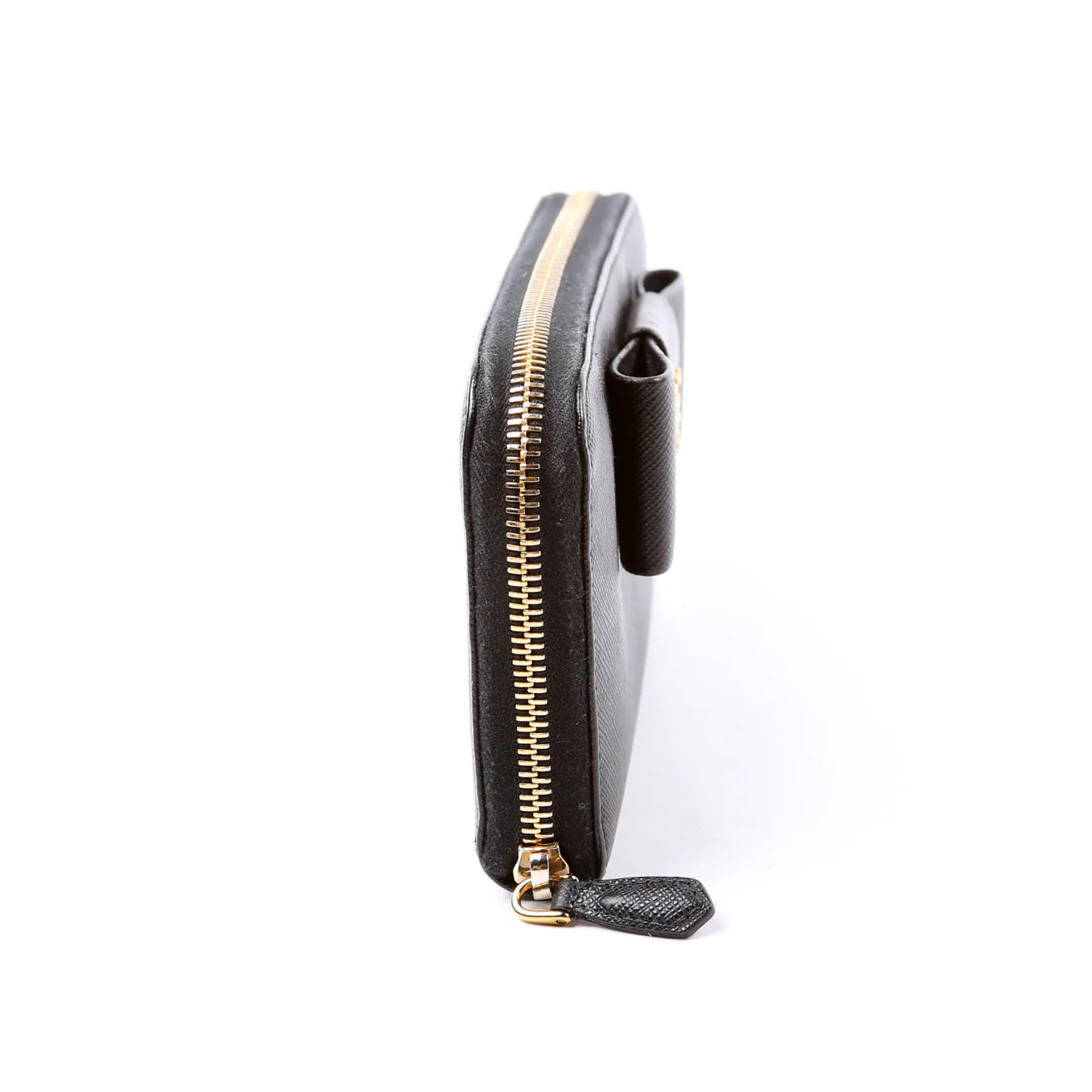 Saffiano Bow Zip Around Wallet 1M0506L Black - Image 3