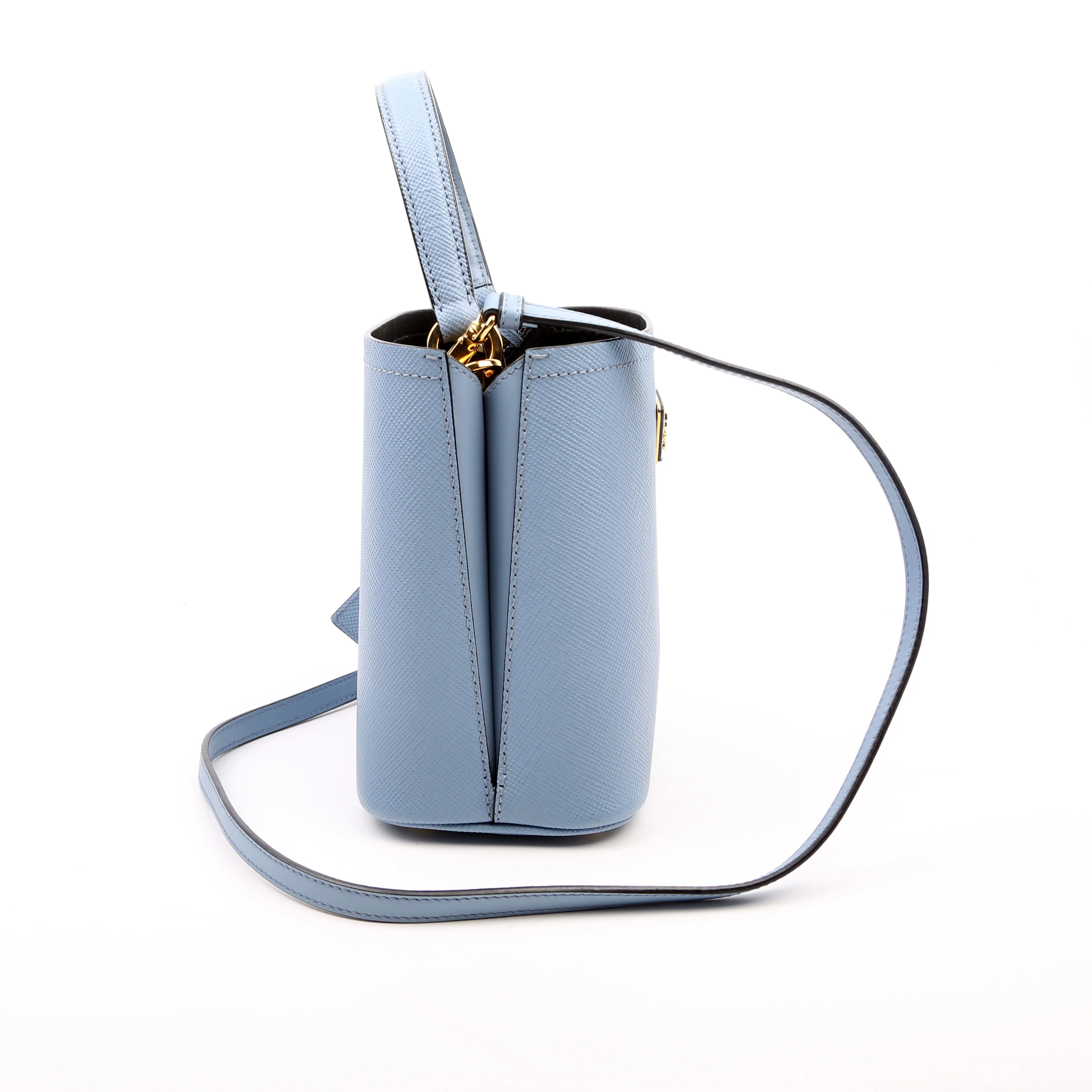 Saffiano Cuir Small Panier Bag Blue - Image 3
