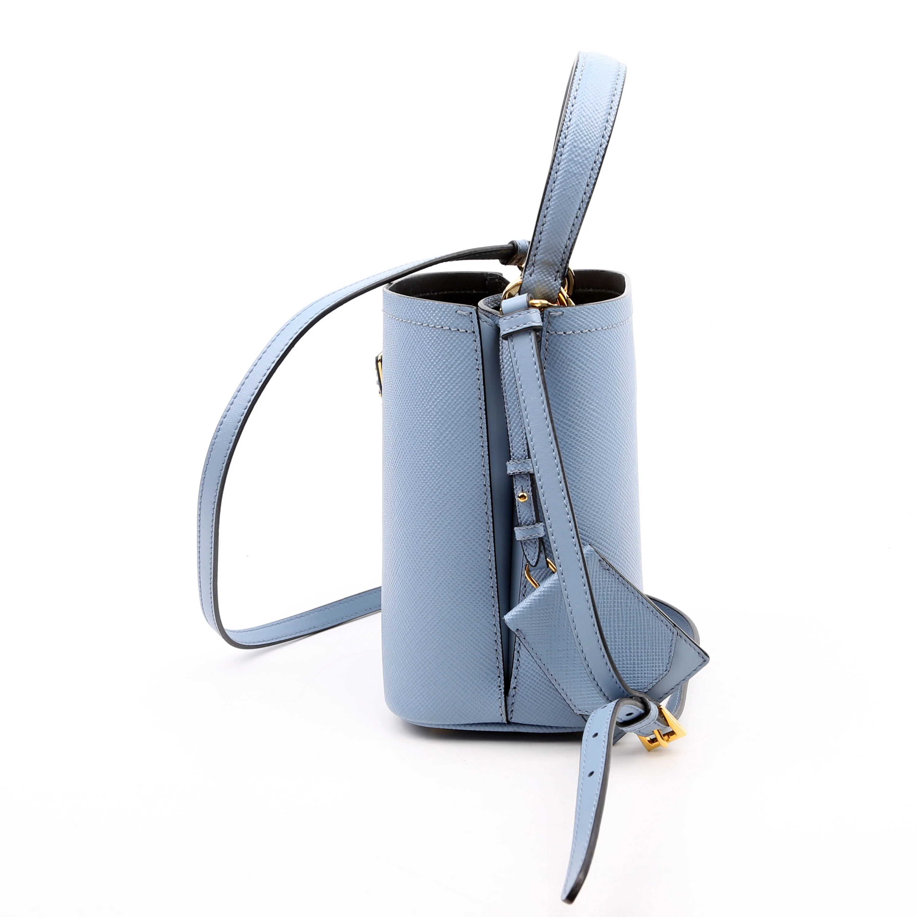 Saffiano Cuir Small Panier Bag Blue - Image 4