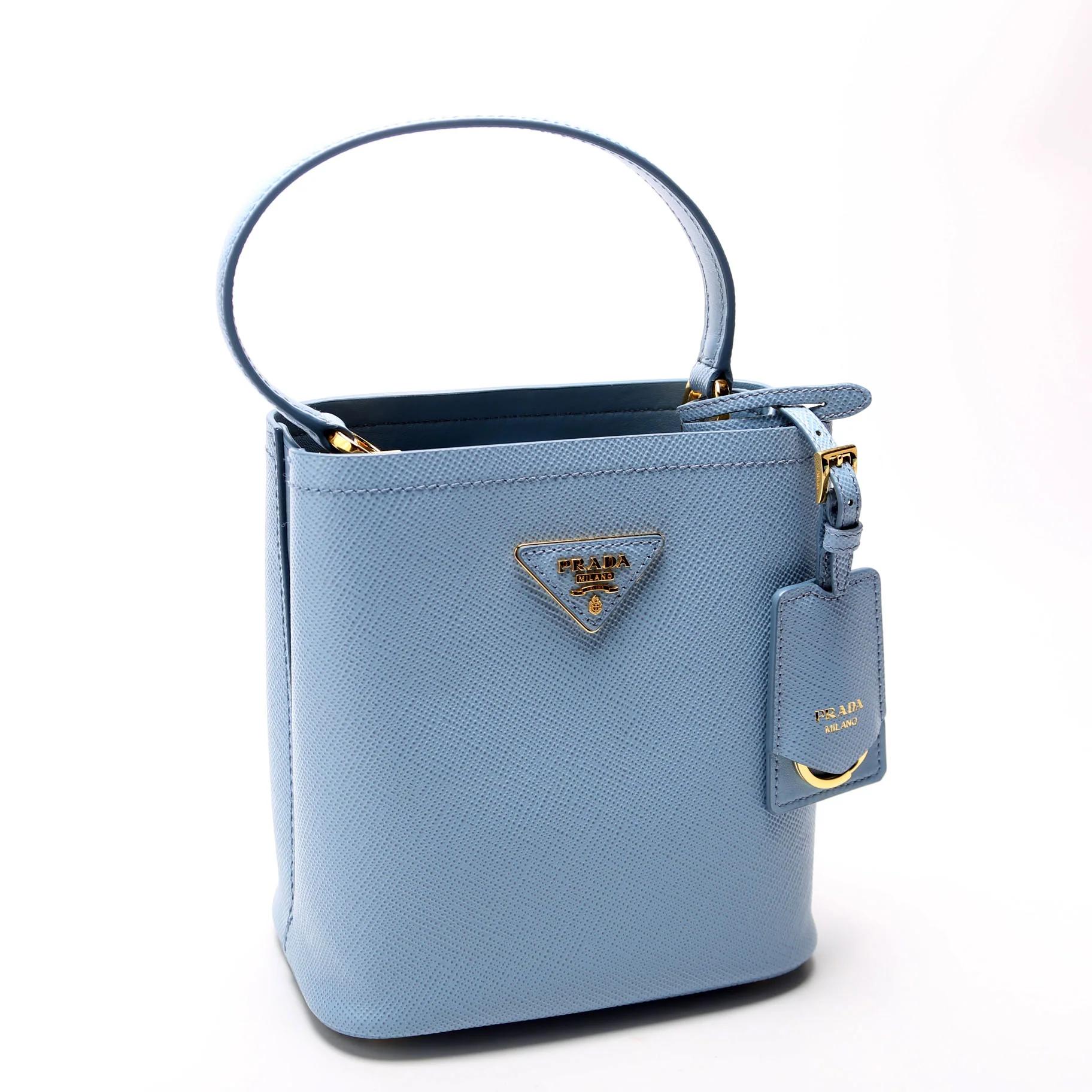 Saffiano Cuir Small Panier Bag Blue - Image 2
