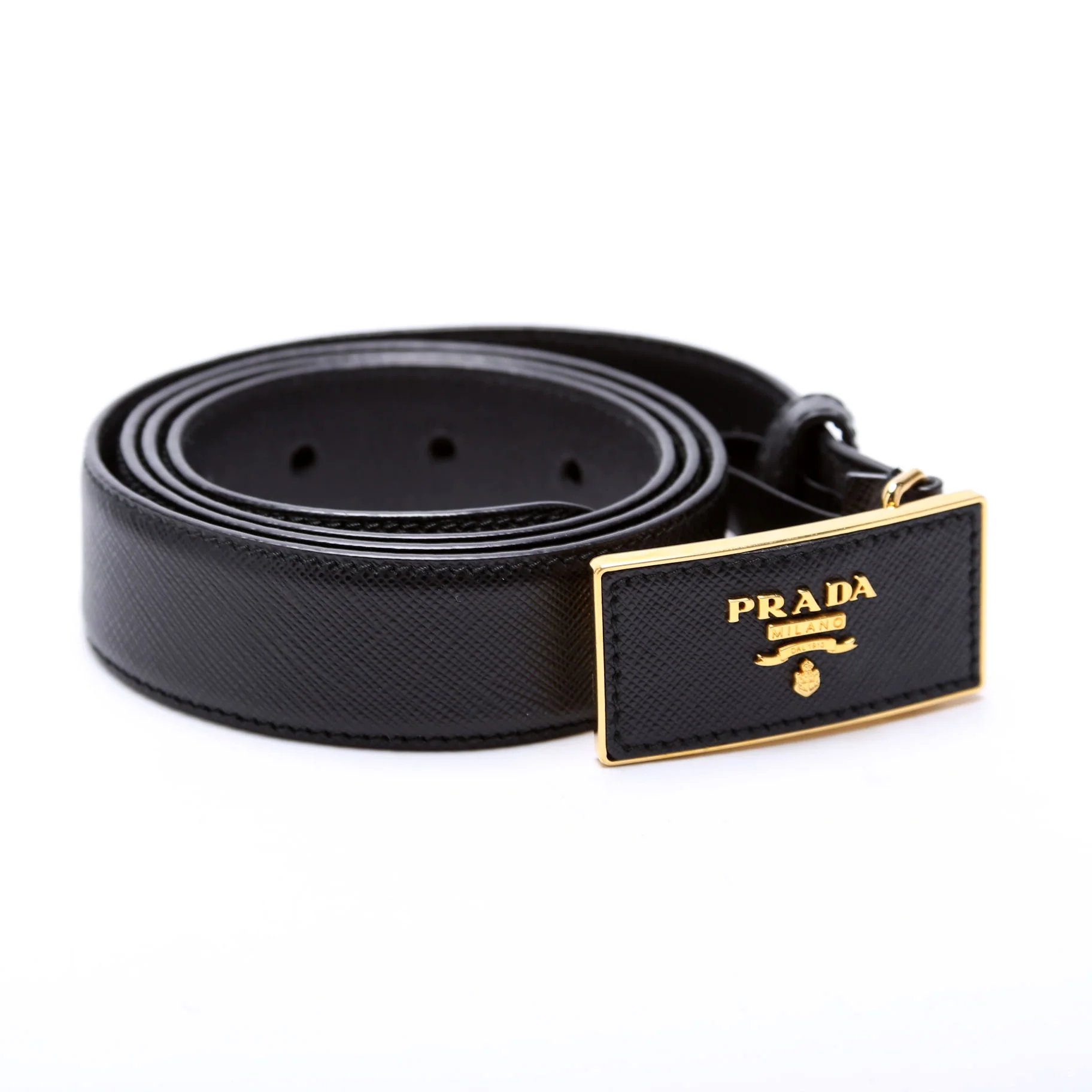 Saffiano Leather Square Belt Size 100/40 Black - Image 2