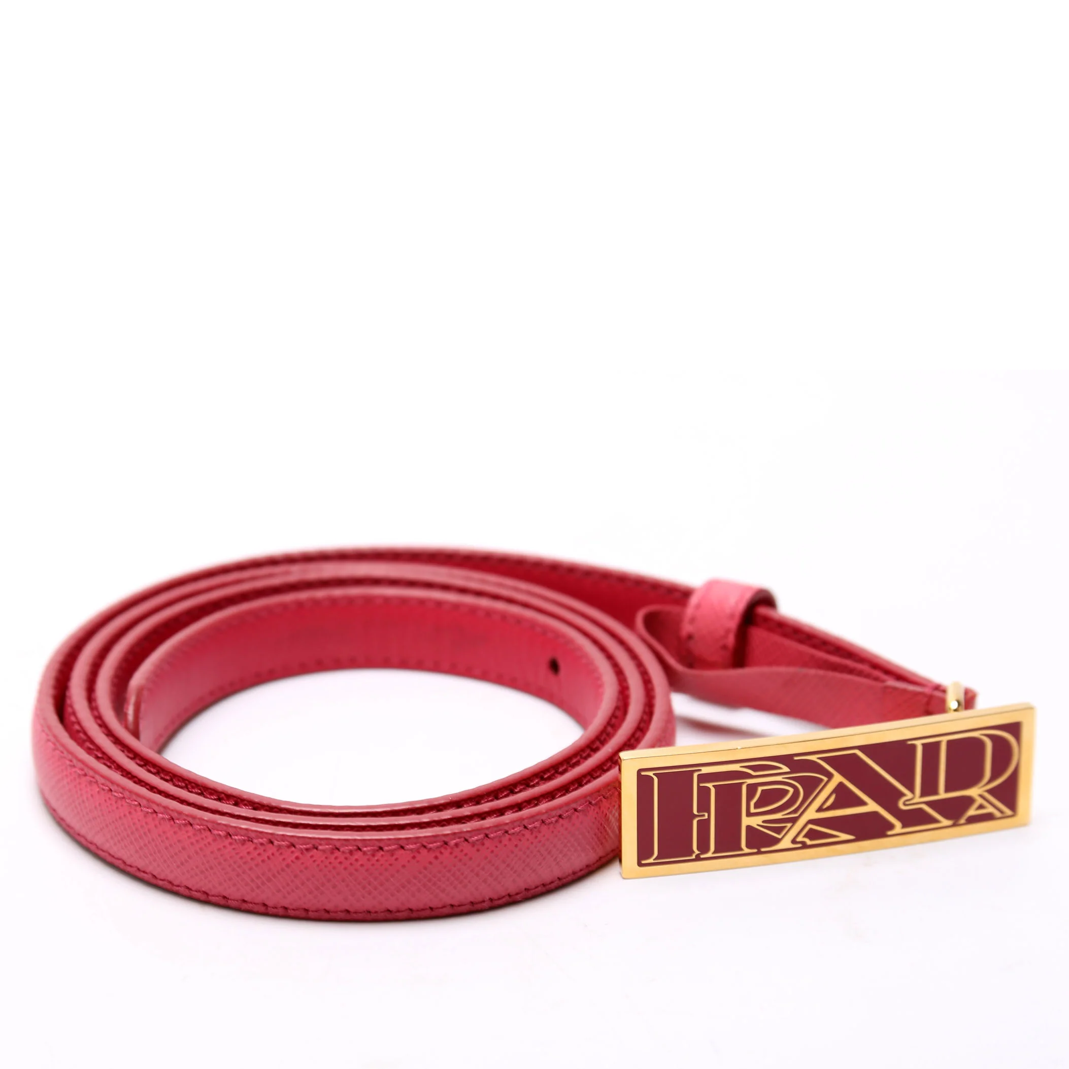 Saffiano Logo Buckle Thin Belt Size 95/38 Pink - Image 2