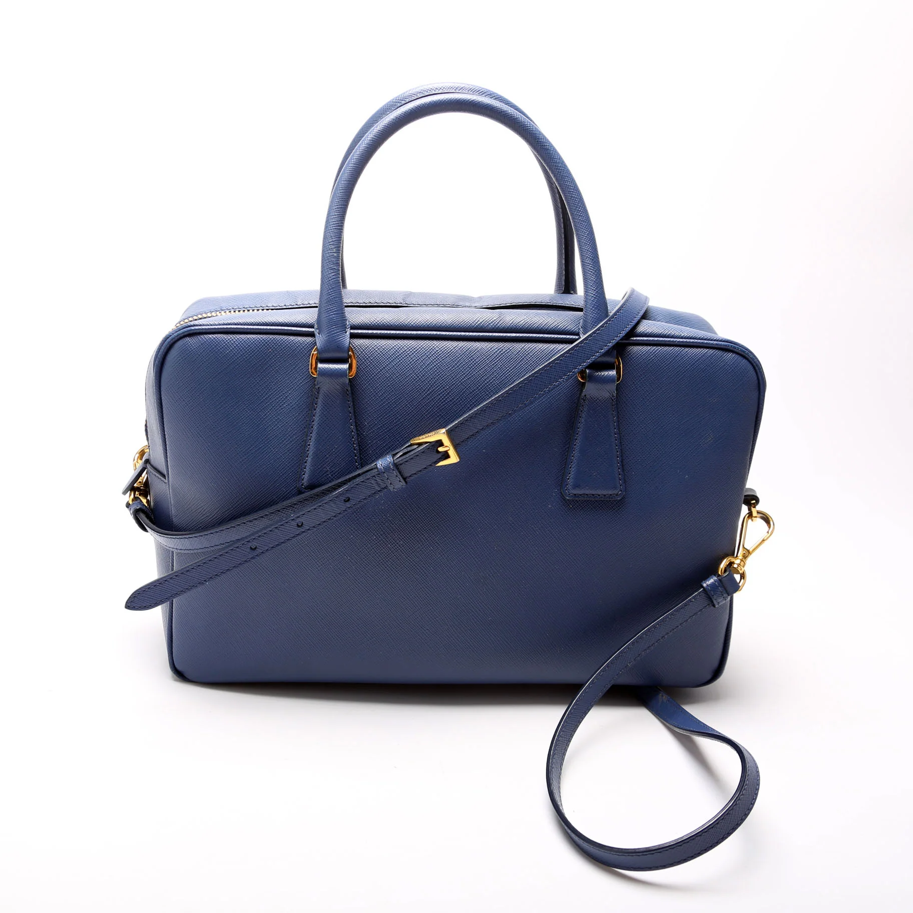 Saffiano Lux Bauletto Bag Blue - Image 3